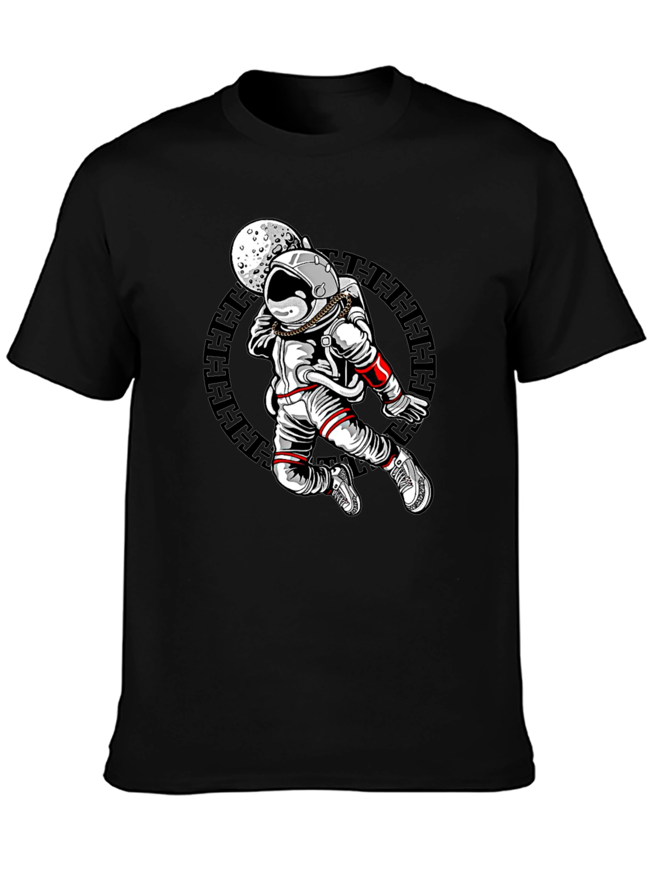 Astronaut Moon Graphic Black T-Shirt