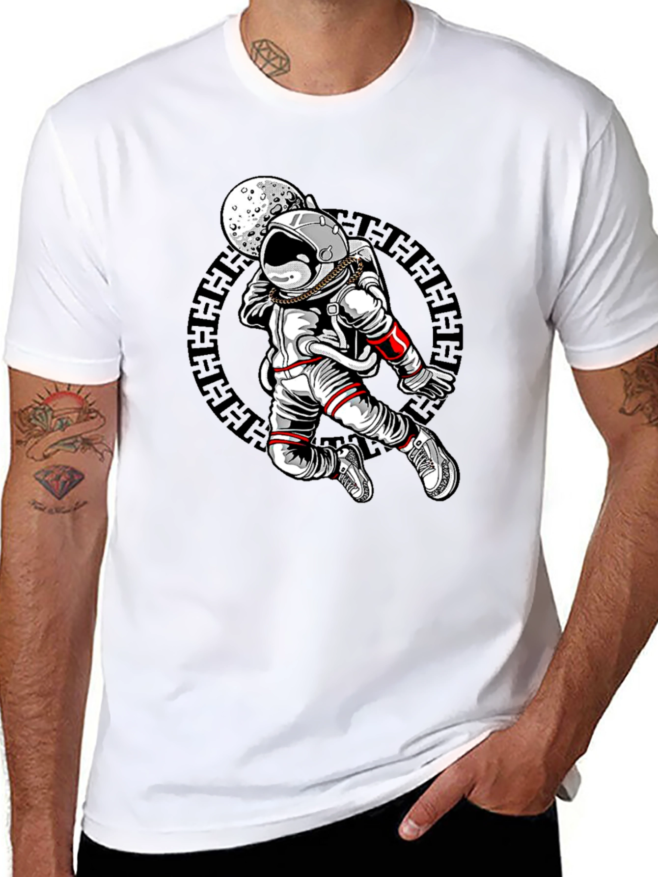 Astronaut Moon Graphic Black T-Shirt