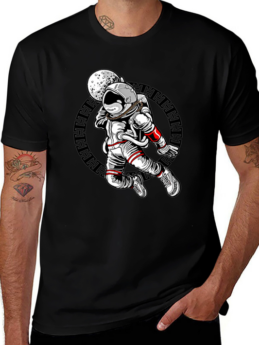 Astronaut Moon Graphic Black T-Shirt