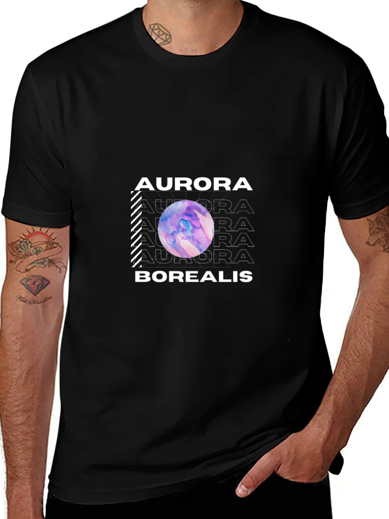 Aurora Borealis Graphic Black T-Shirt