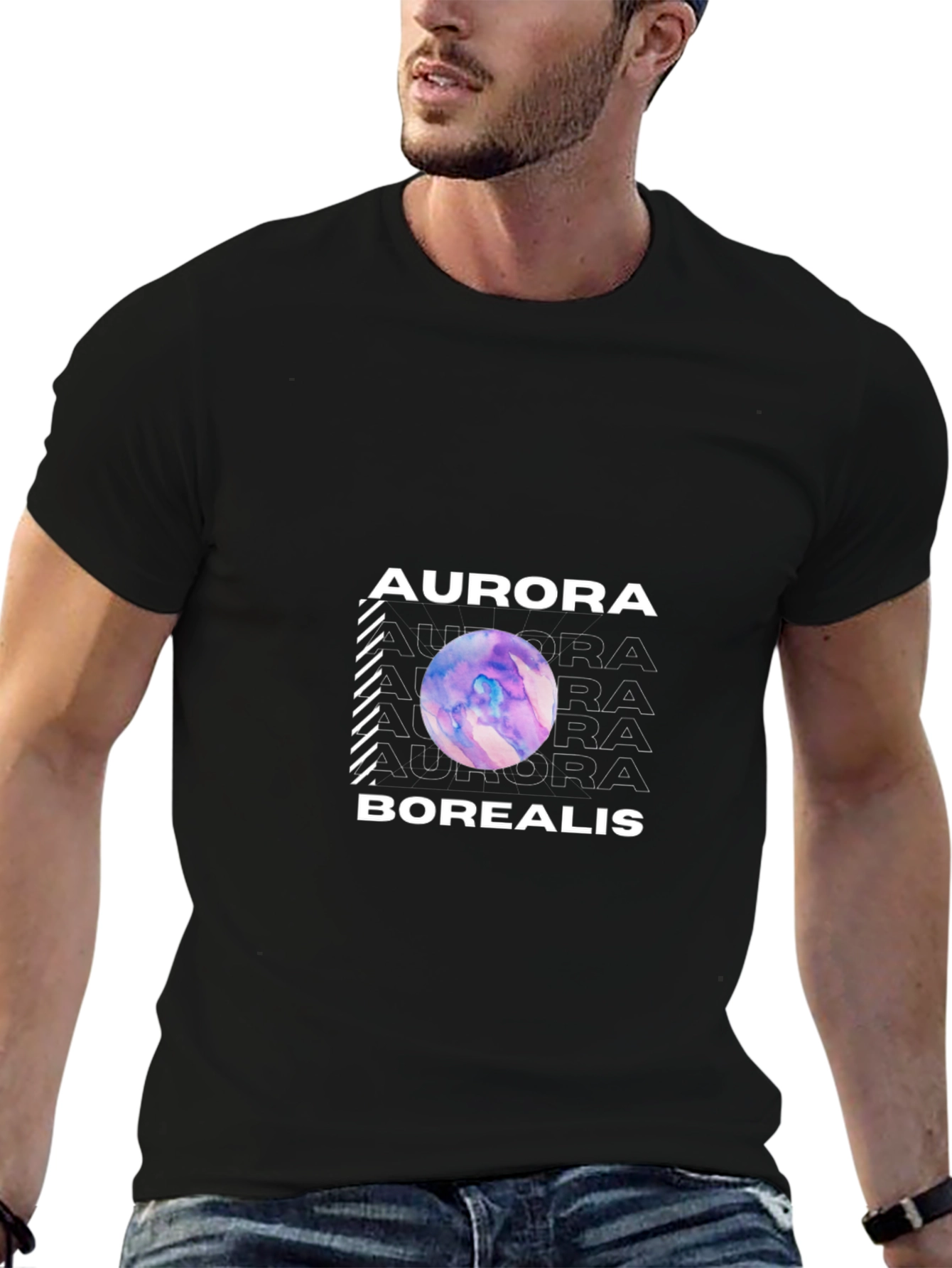 Aurora Borealis Graphic Black T-Shirt