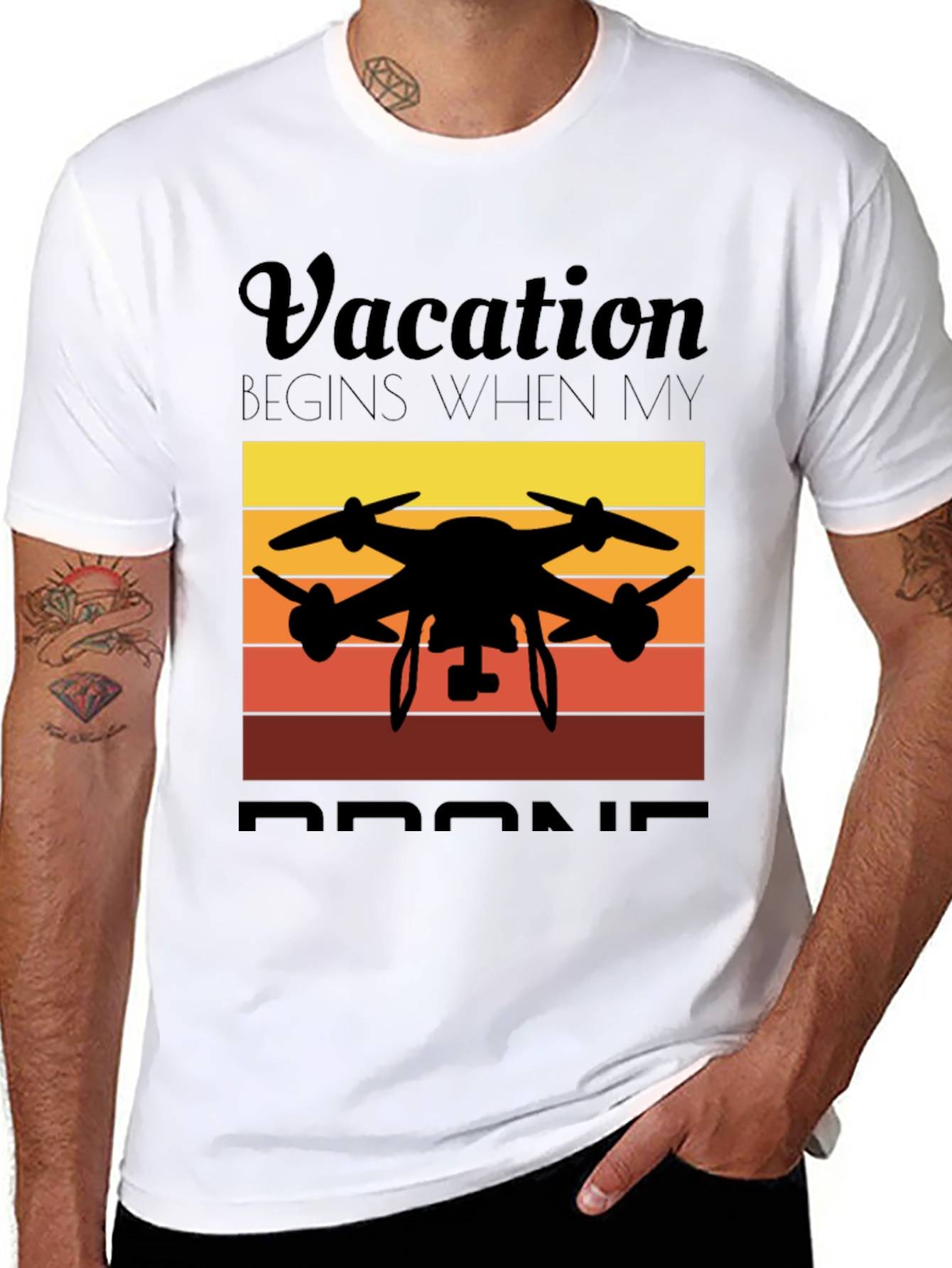 Vacation Begins When My Drone Black T-Shirt