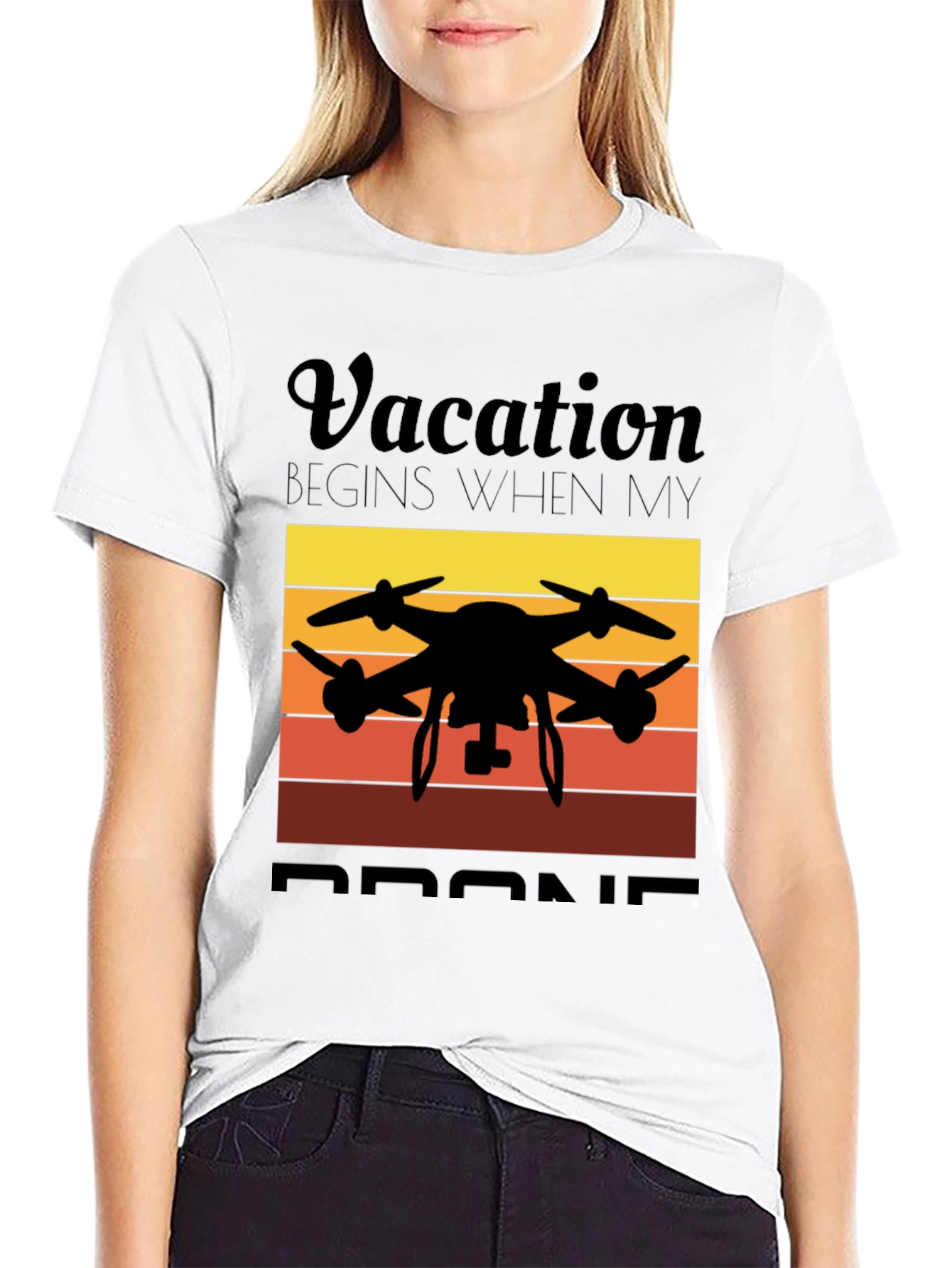 Vacation Begins When My Drone Black T-Shirt