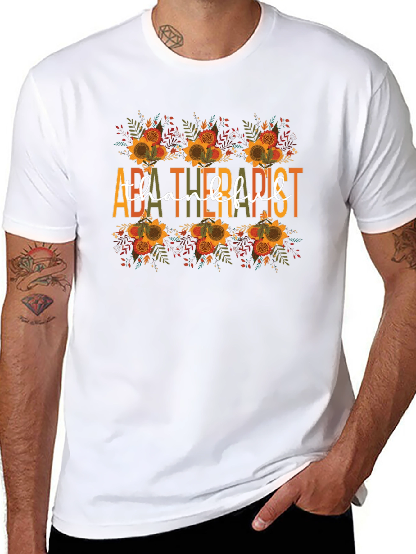 ABA Therapist Thankful T-Shirt - Fall Sunflower Design