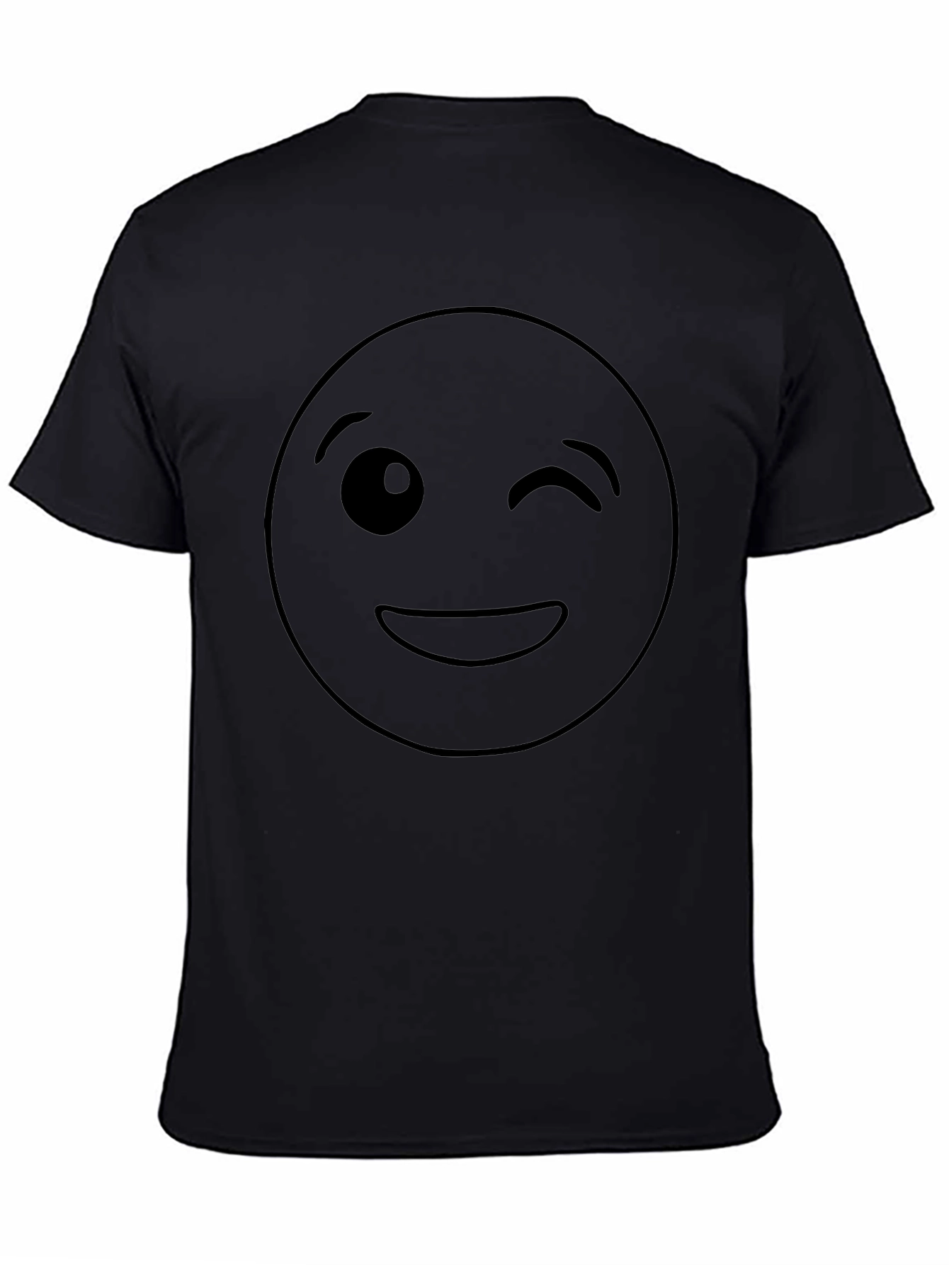 Winking Emoji Black T-Shirt - Fun Casual Wear