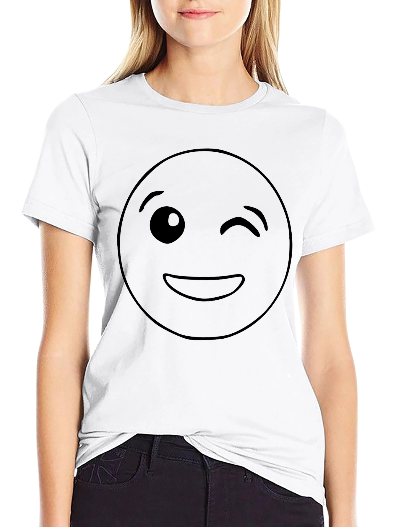 Winking Emoji Black T-Shirt - Fun Casual Wear