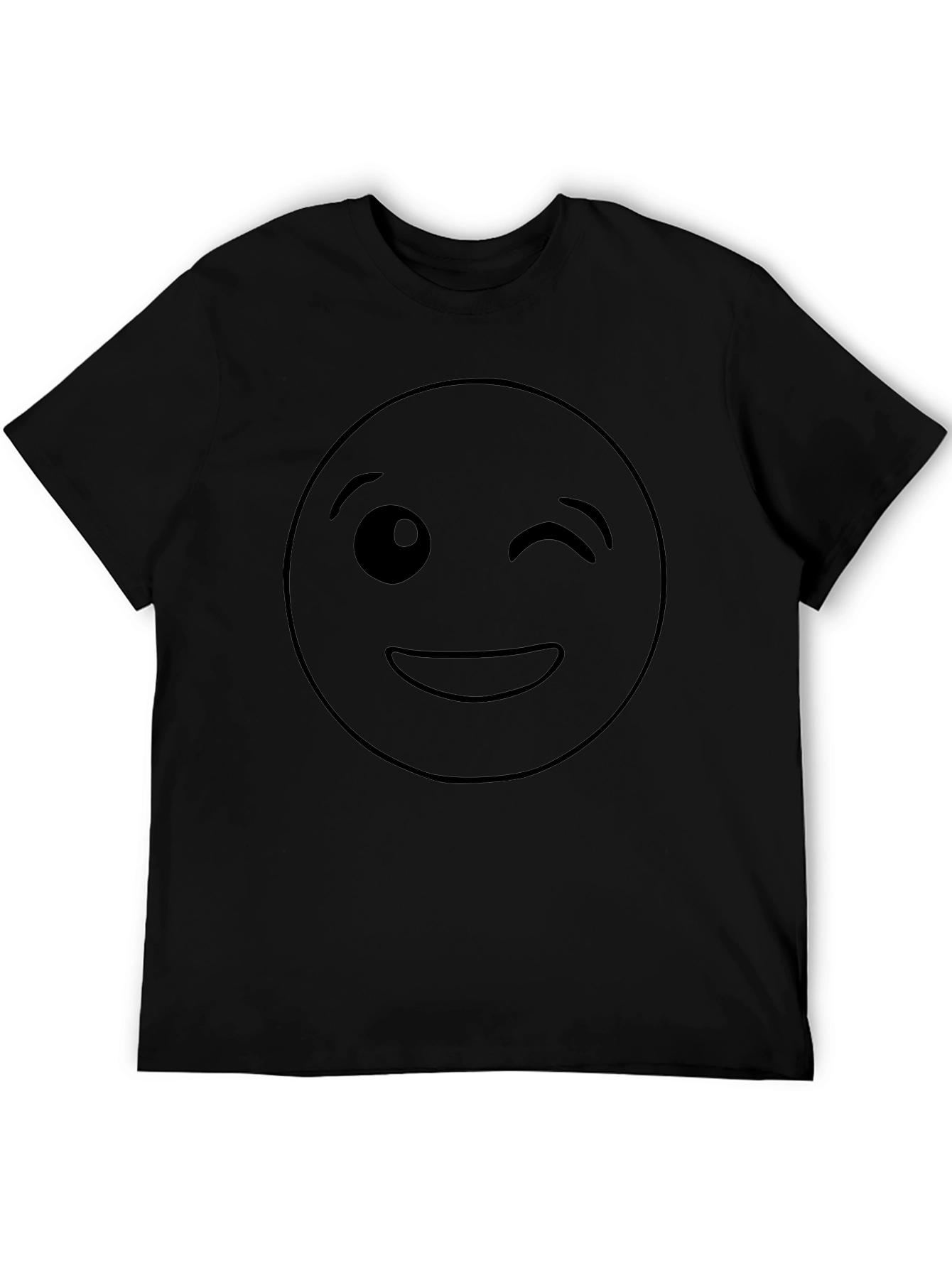 Winking Emoji Black T-Shirt - Fun Casual Wear