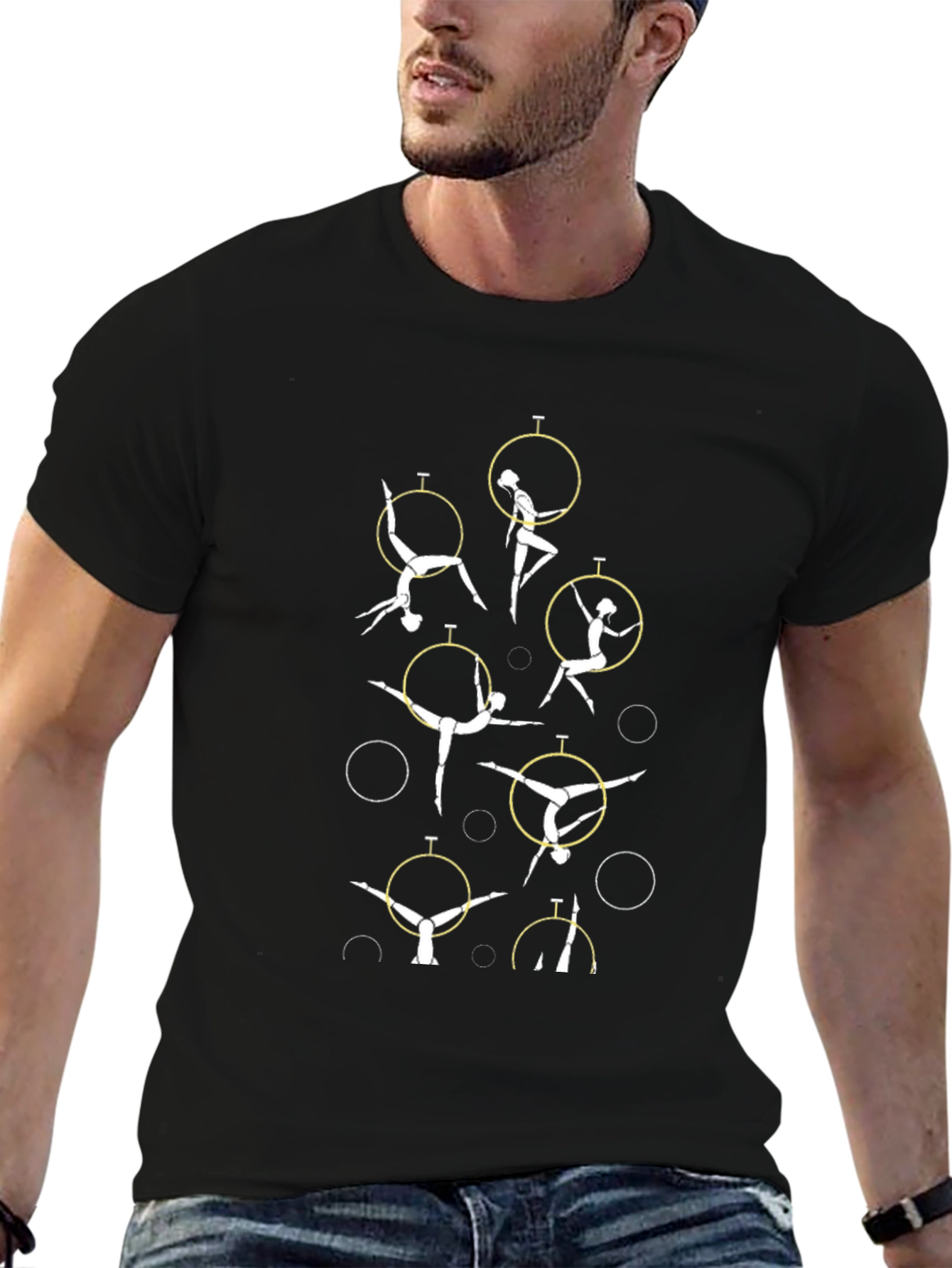 Aerial Acrobatics T-Shirt - Black Cotton Graphic Tee