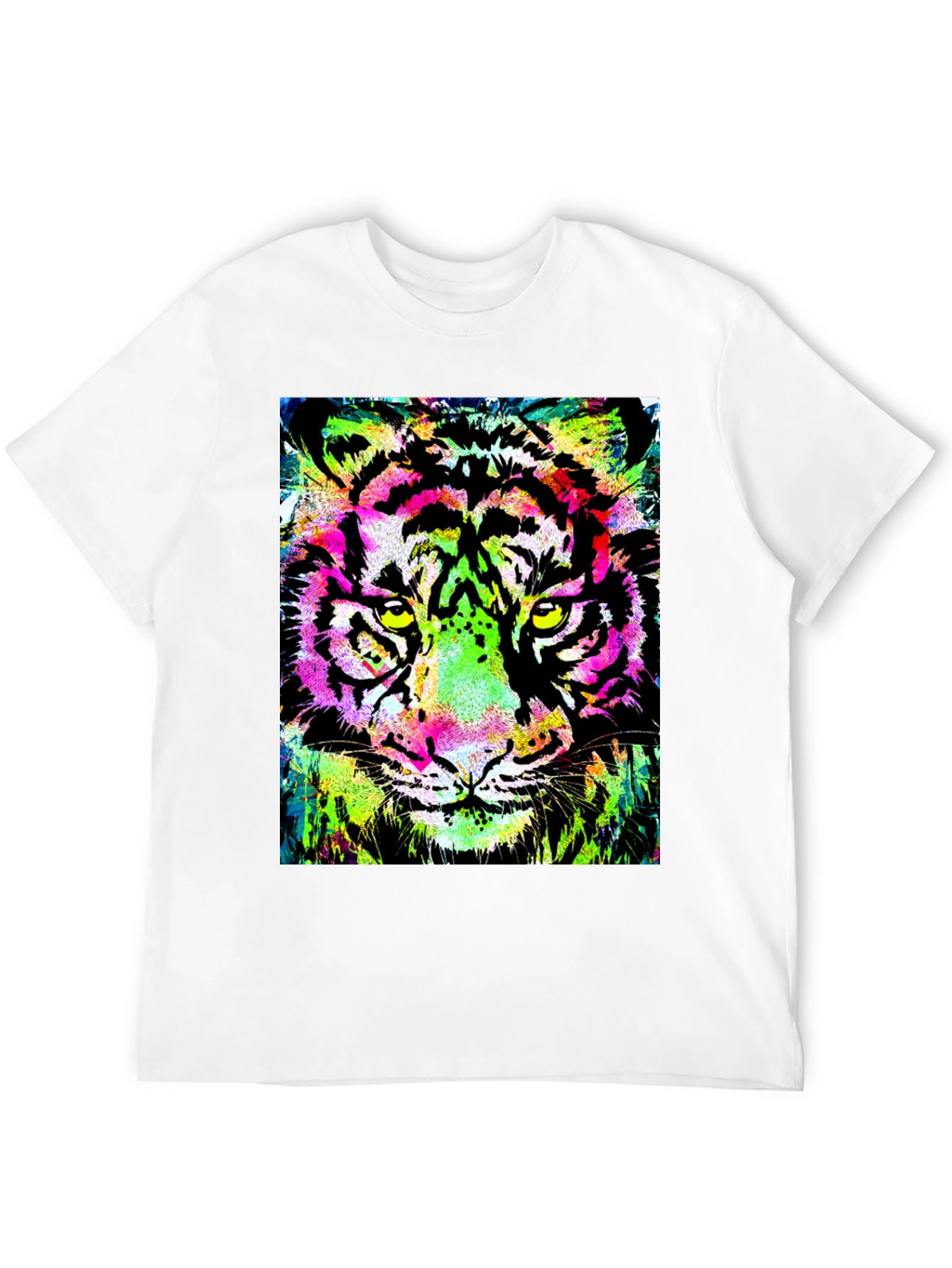 Vibrant Tiger Graphic Print Black T-Shirt
