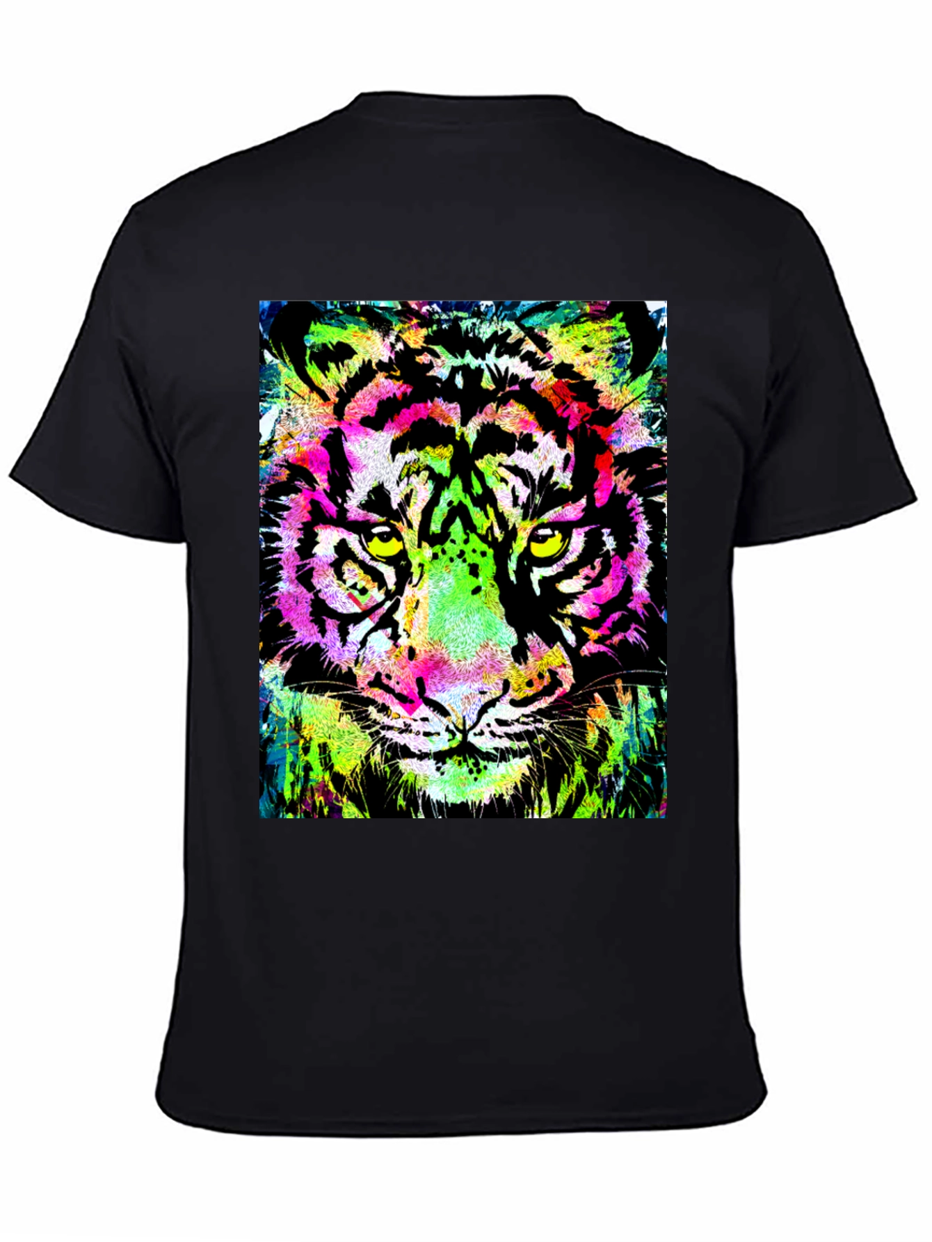 Vibrant Tiger Graphic Print Black T-Shirt