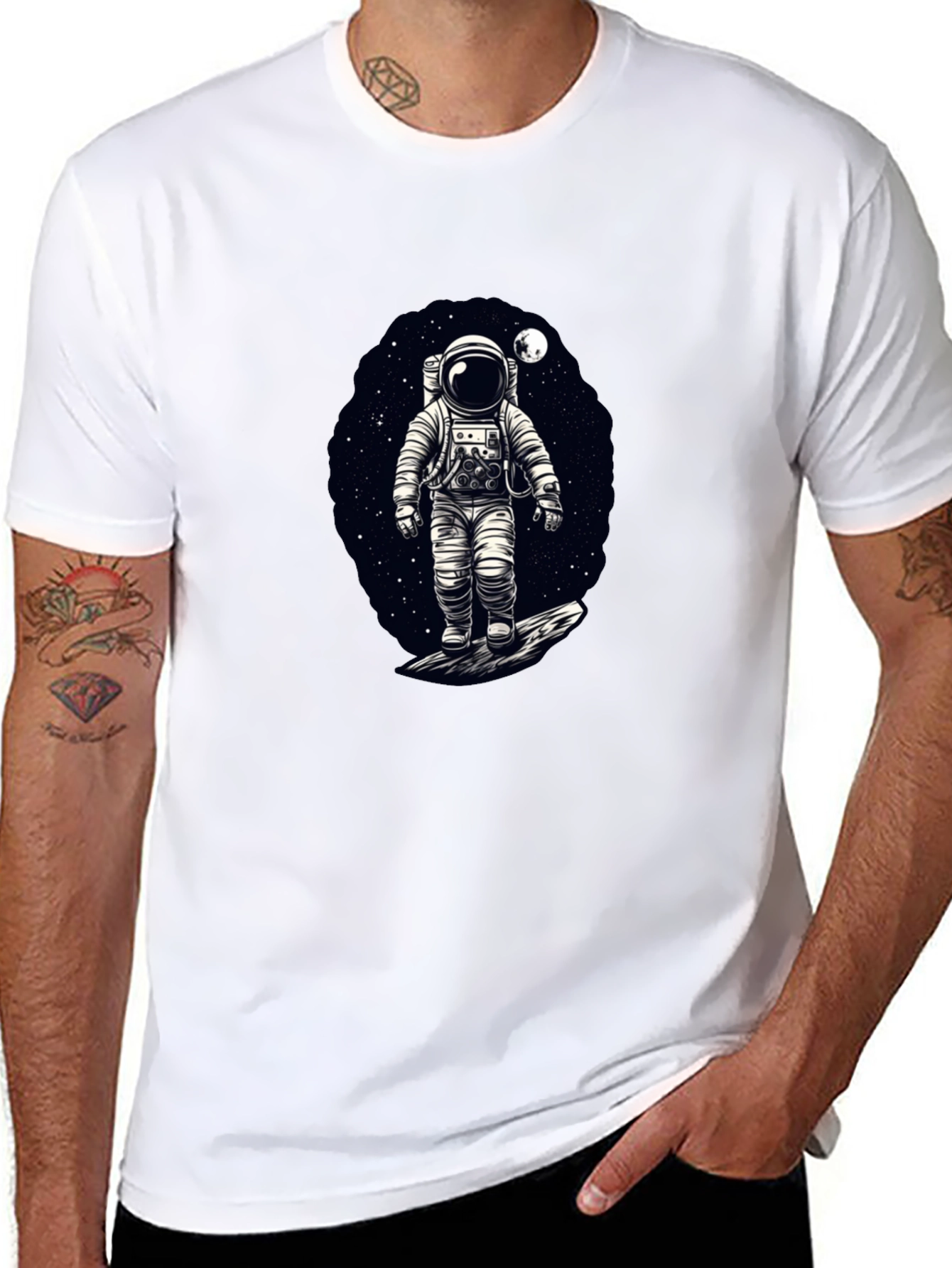 Astronaut in Space Graphic T-Shirt - Black