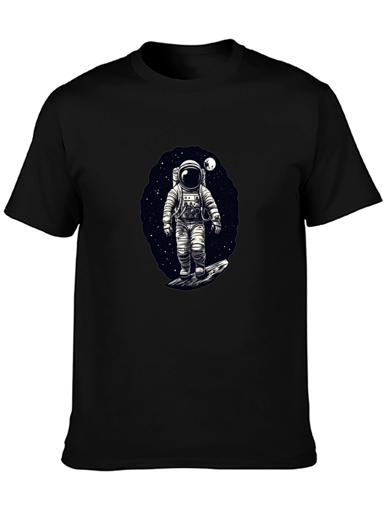 Astronaut in Space Graphic T-Shirt - Black