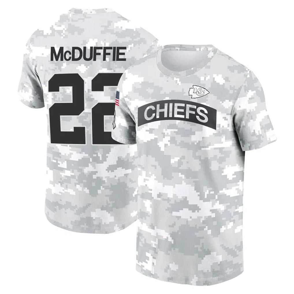 KC.Chiefs #22 Trent McDuffie Player Salute to Service Hoodies & T-Shirts Football Jerseys