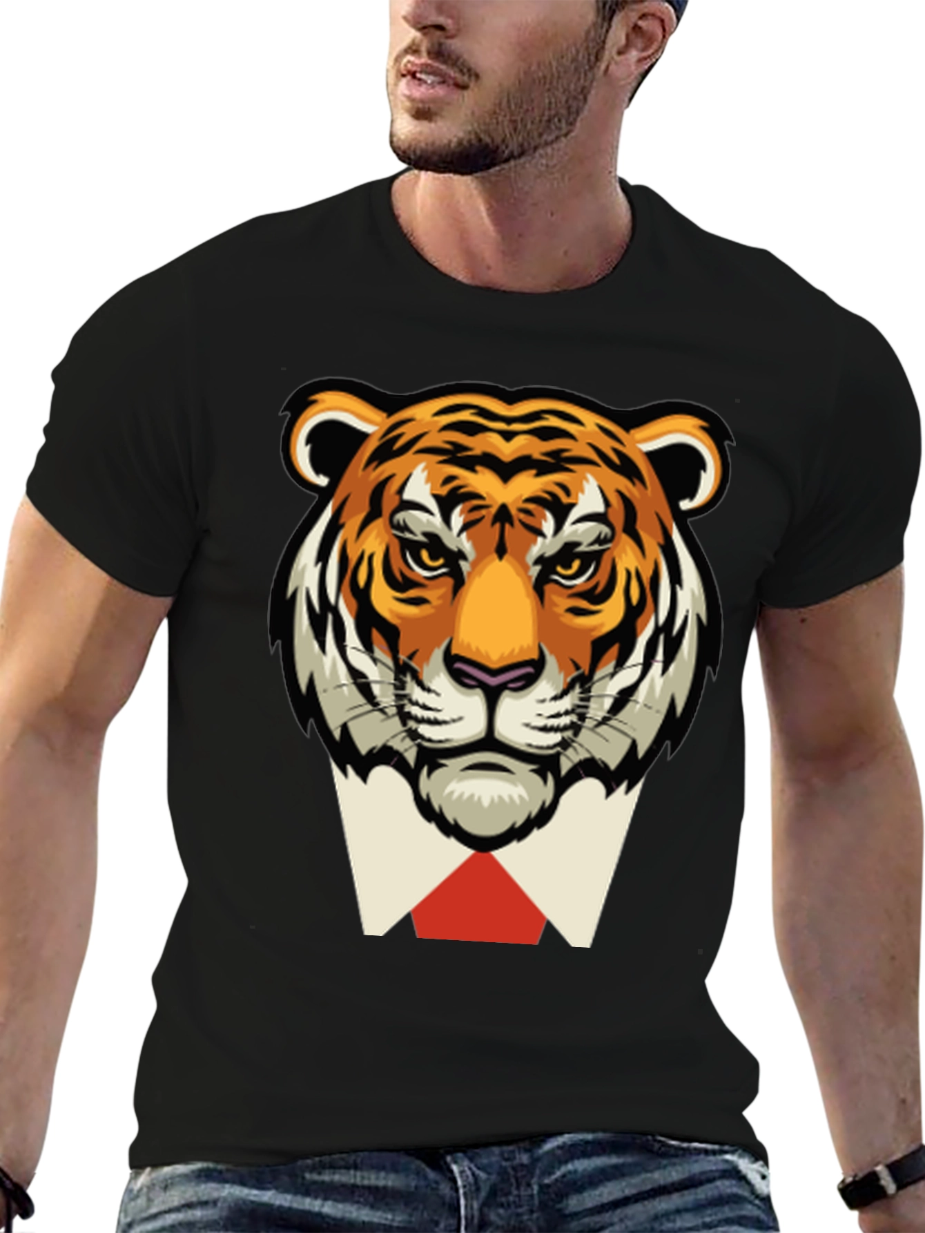 Tiger Head Black T-Shirt -  Classy Animal Tee
