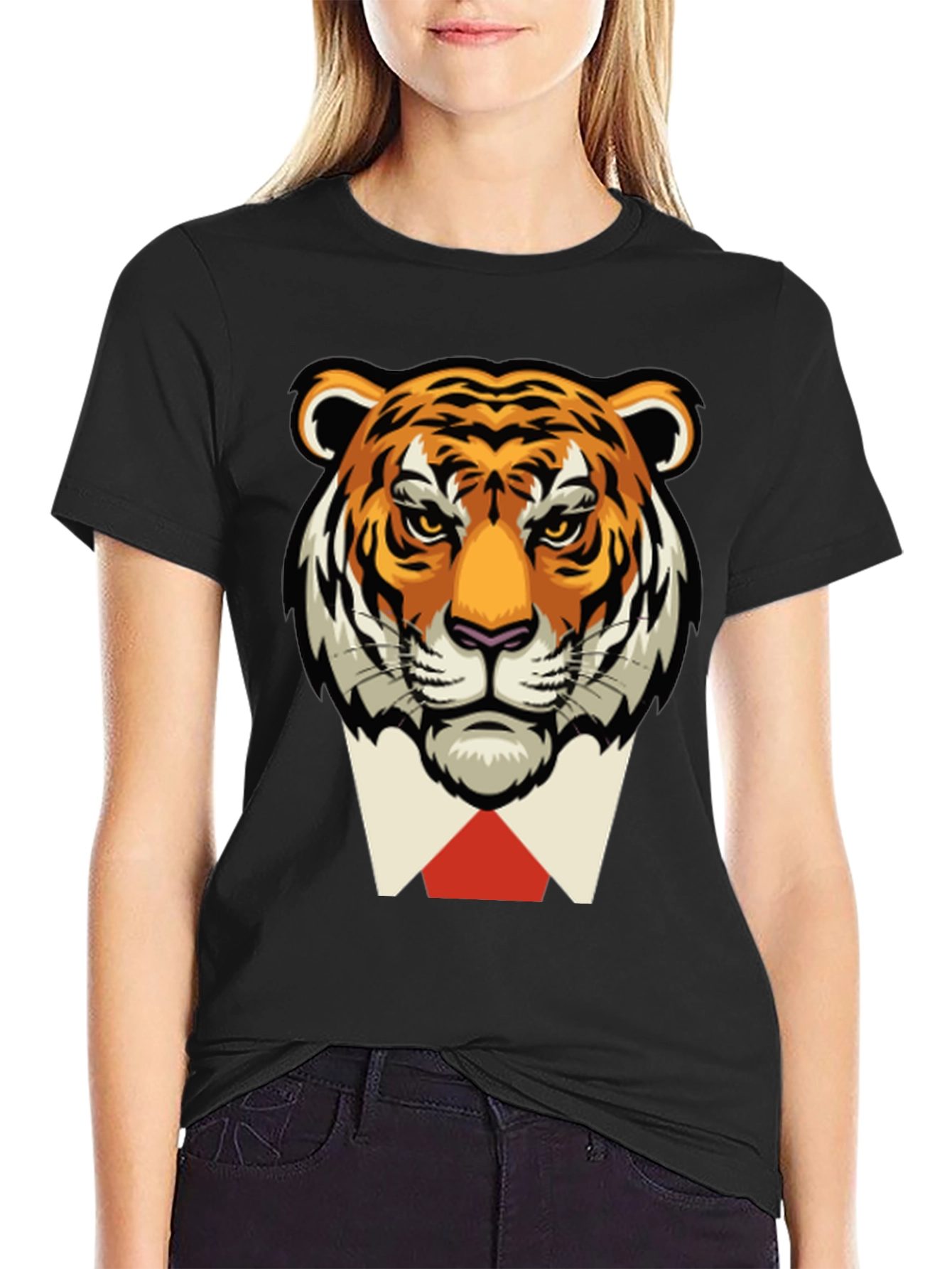 Tiger Head Black T-Shirt -  Classy Animal Tee