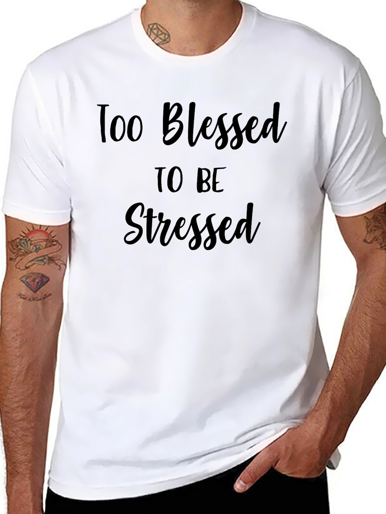 Too Blessed to be Stressed Black T-Shirt