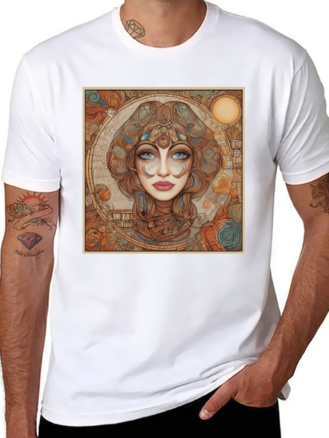 Art Nouveau Woman Portrait Graphic Tee