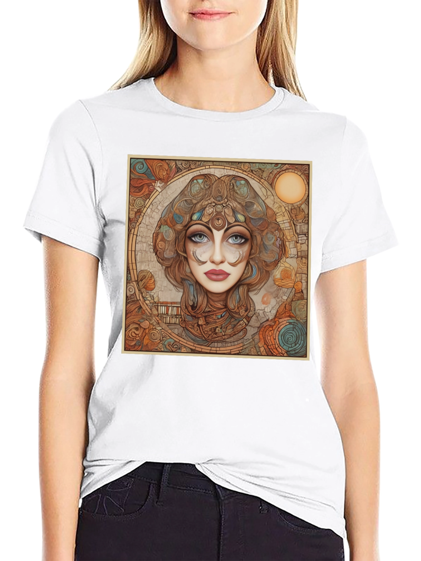 Art Nouveau Woman Portrait Graphic Tee