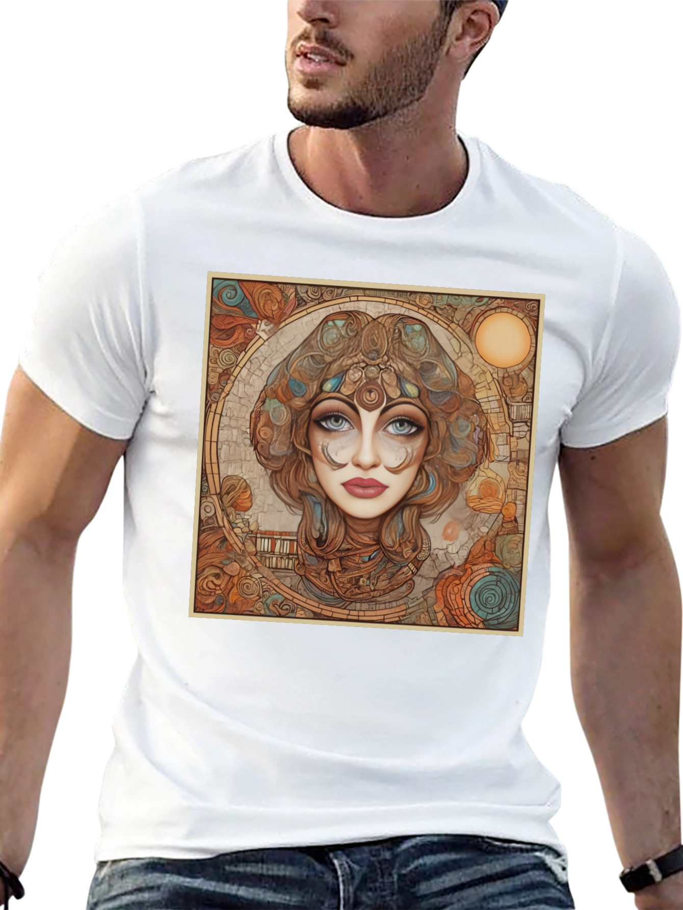 Art Nouveau Woman Portrait Graphic Tee