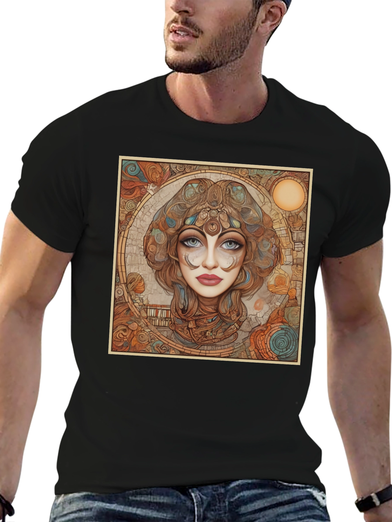 Art Nouveau Woman Portrait Graphic Tee