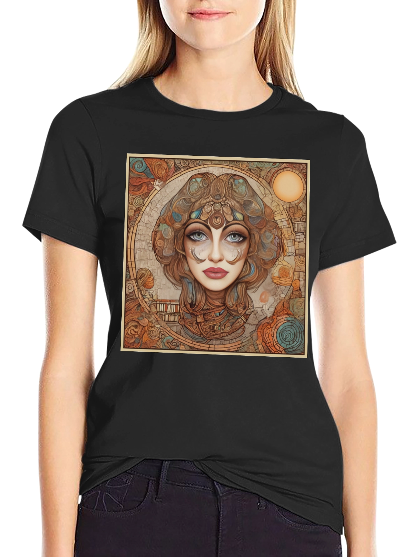 Art Nouveau Woman Portrait Graphic Tee