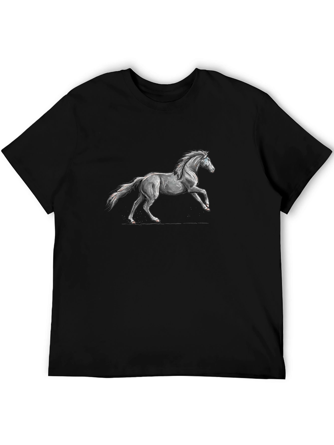 Black Tee with Horse Graphic