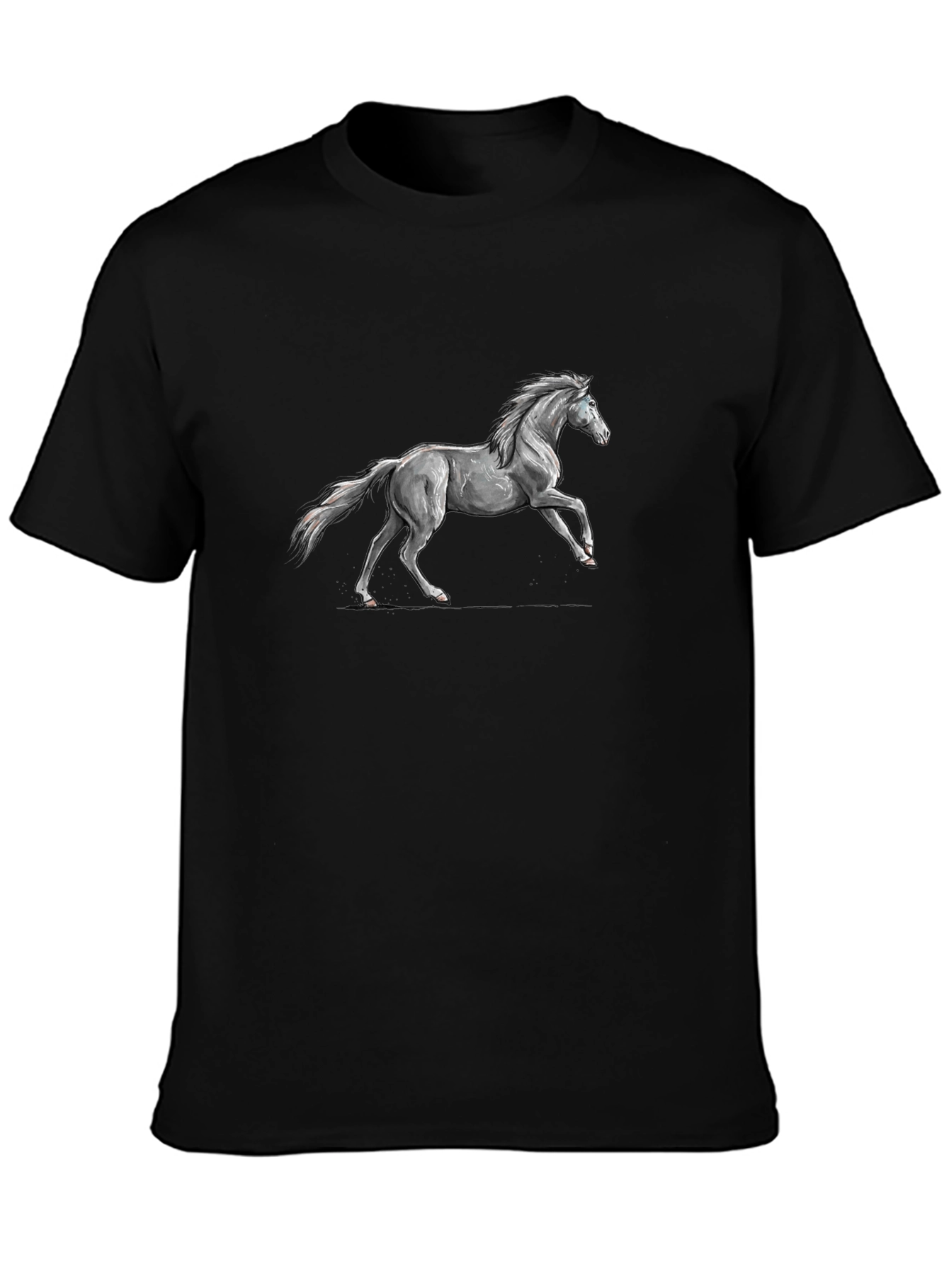 Black Tee with Horse Graphic