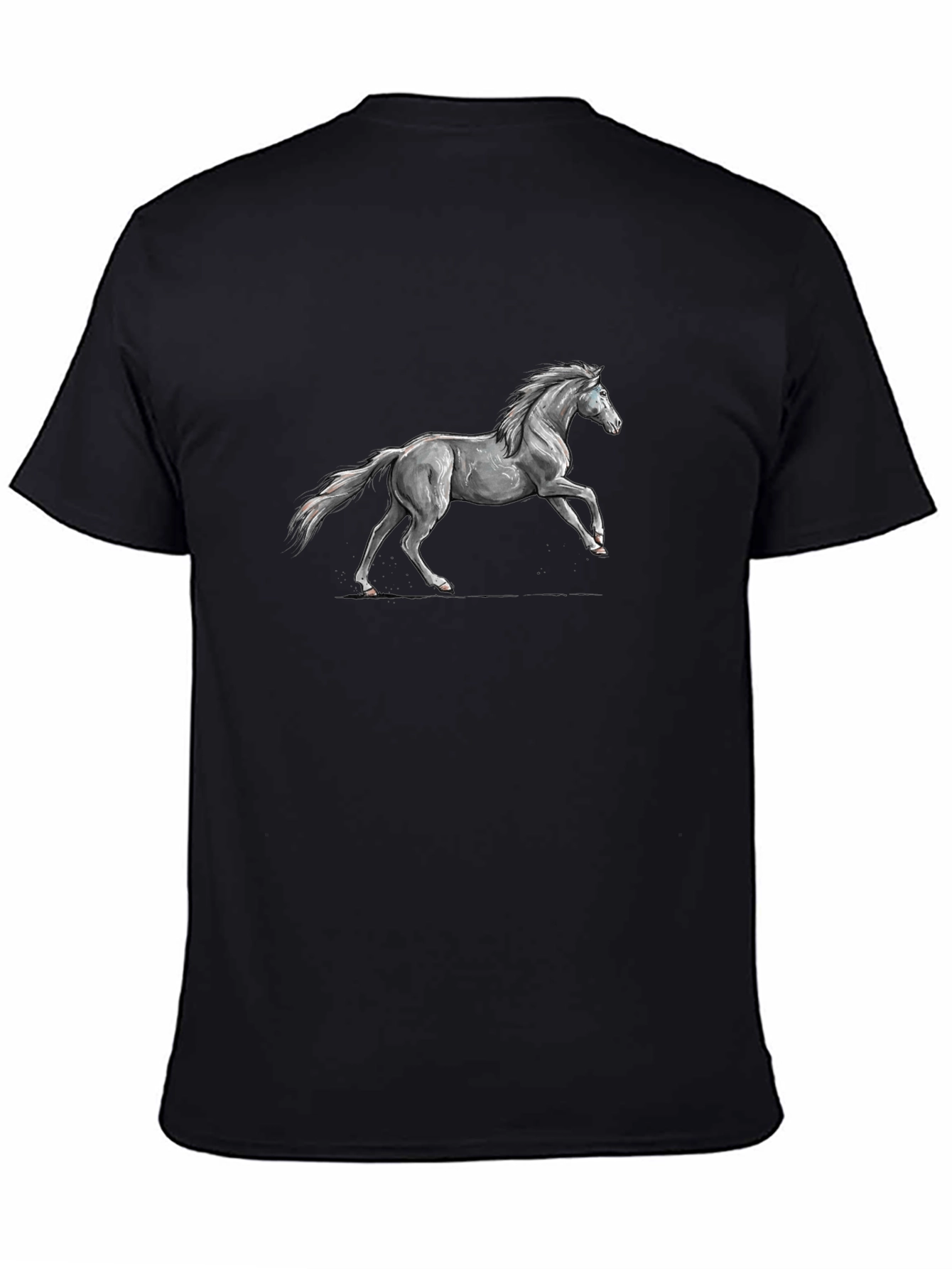 Black Tee with Horse Graphic