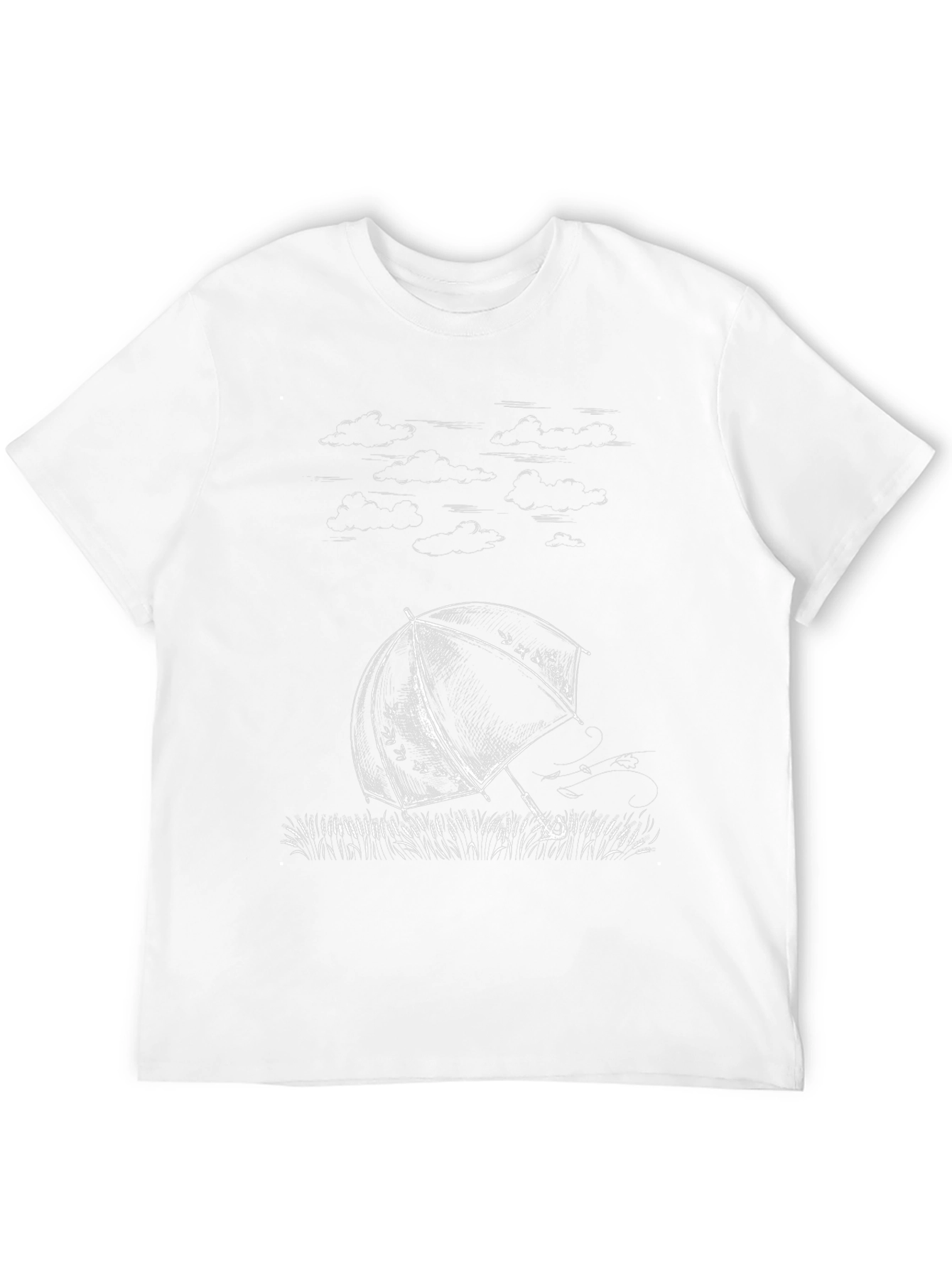 Umbrella Sketch Graphic Tee - Stylish Black Cotton T-Shirt