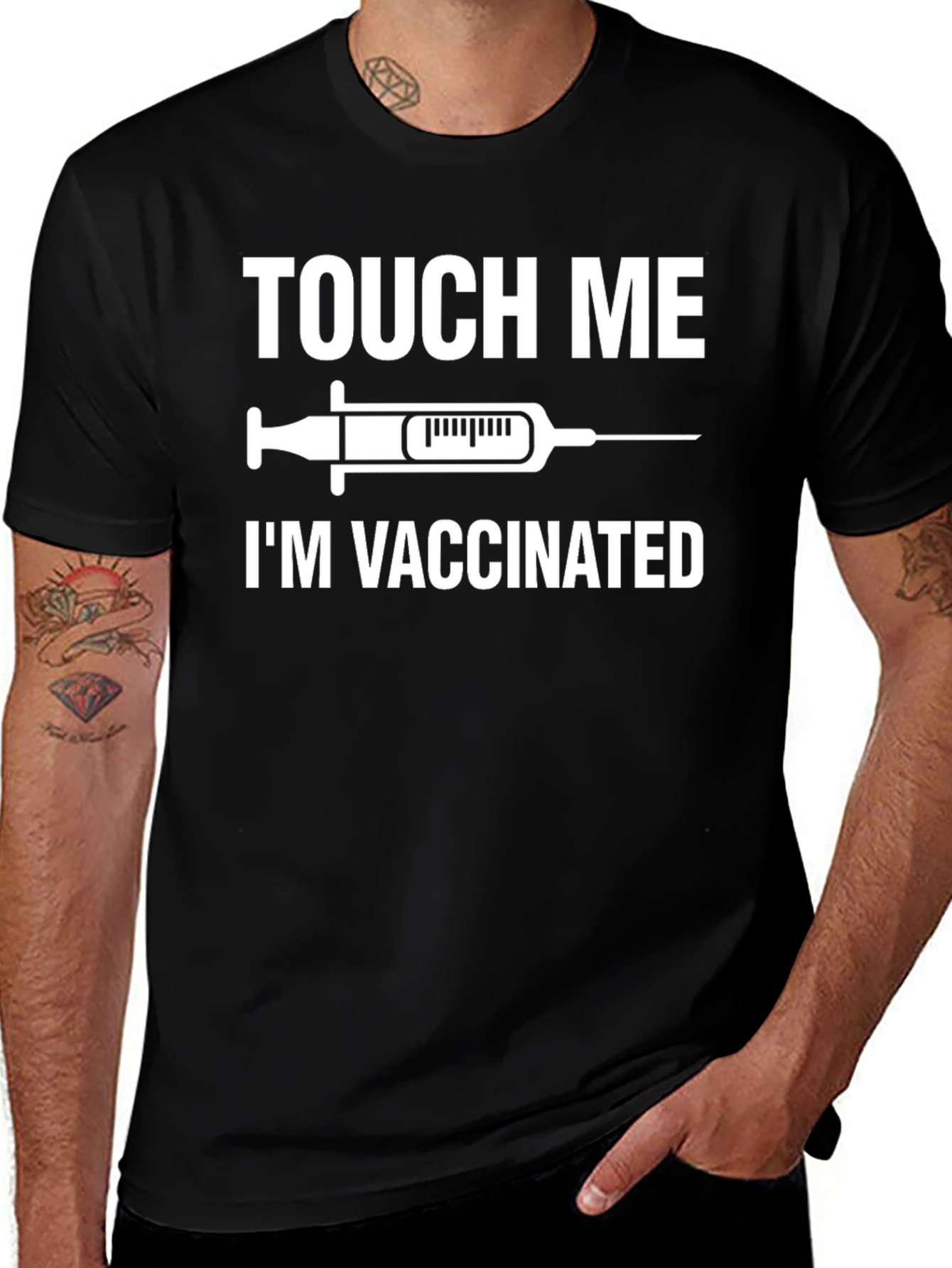 Touch Me Im Vaccinated Black T-Shirt