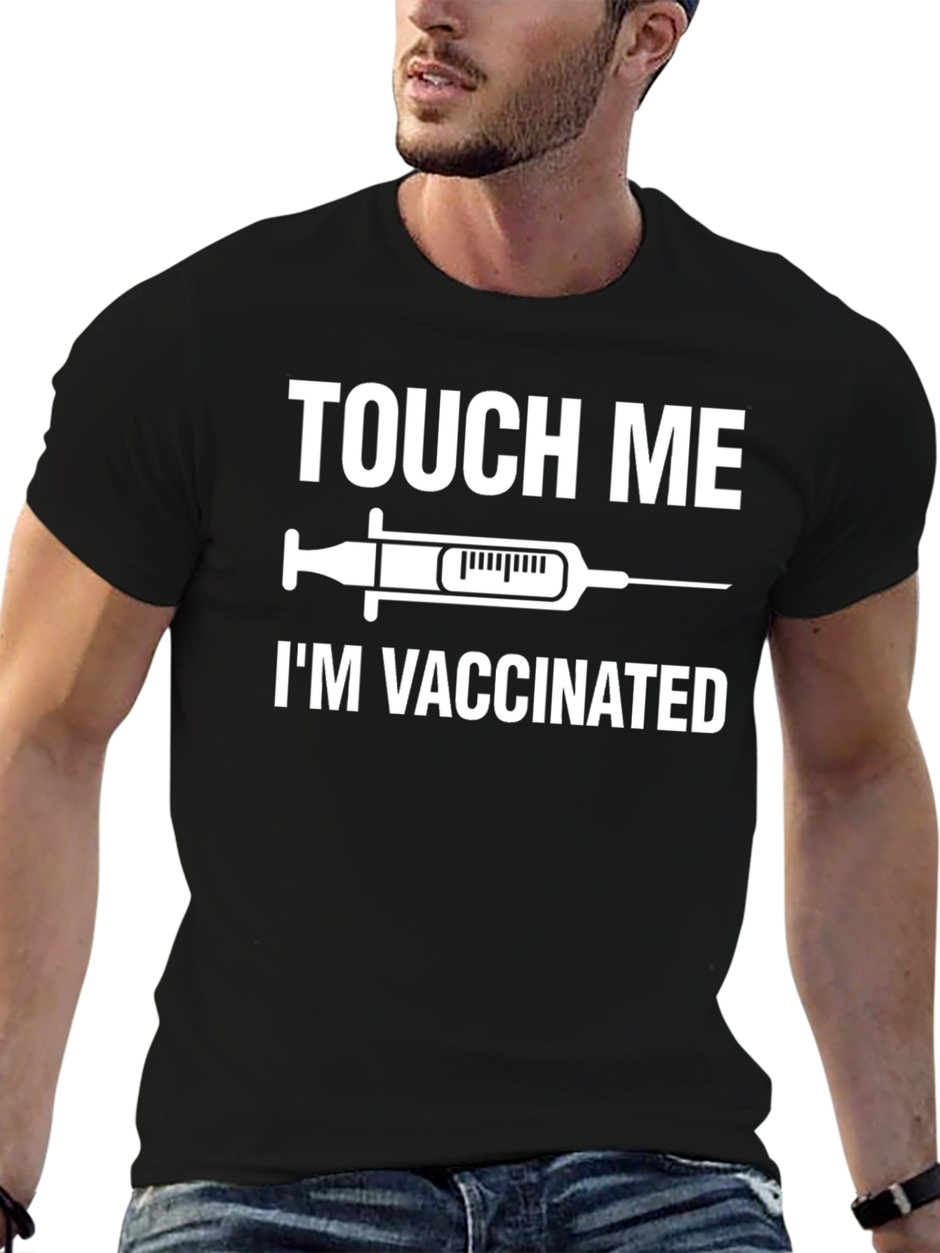 Touch Me Im Vaccinated Black T-Shirt