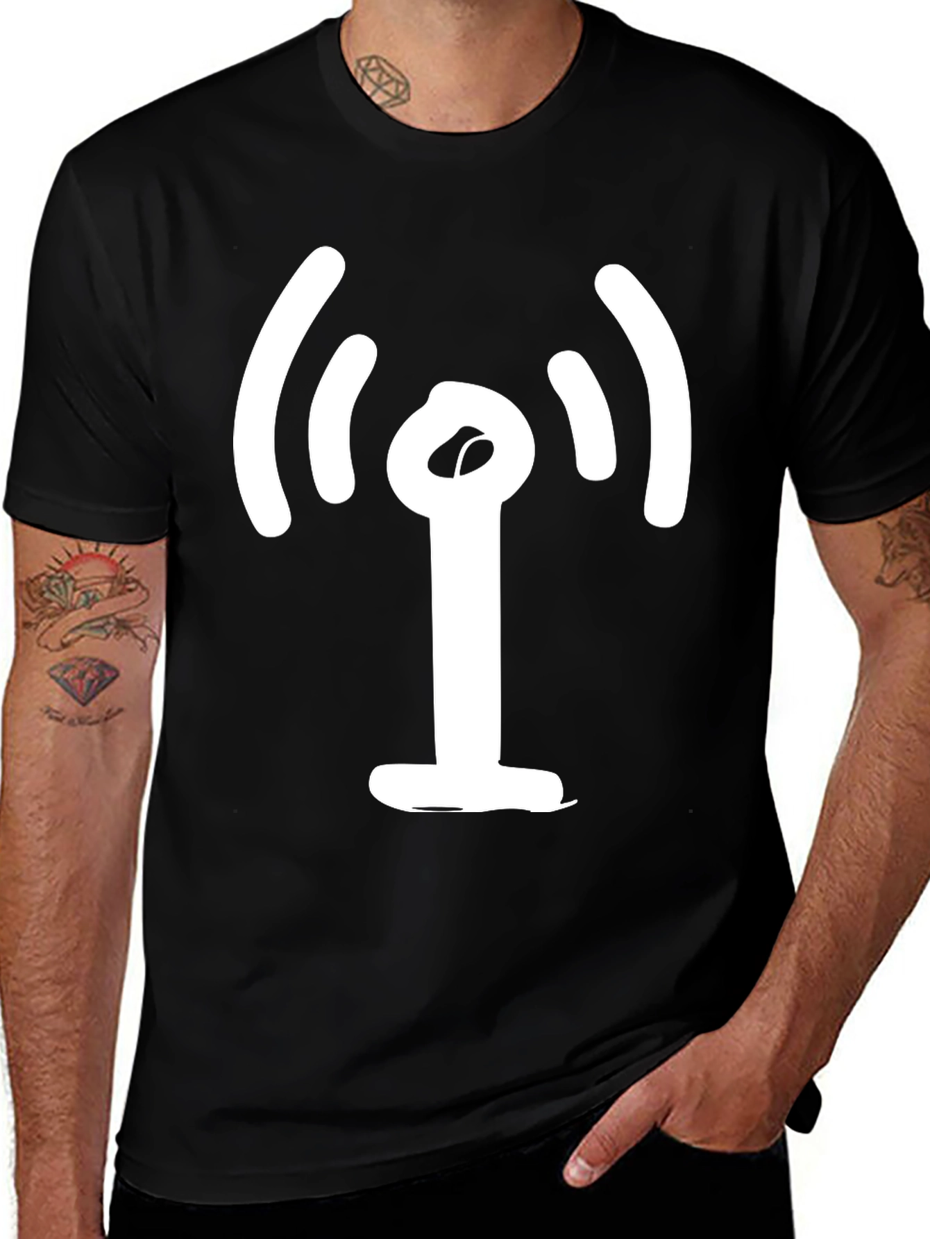 Black T-Shirt with WiFi Icon