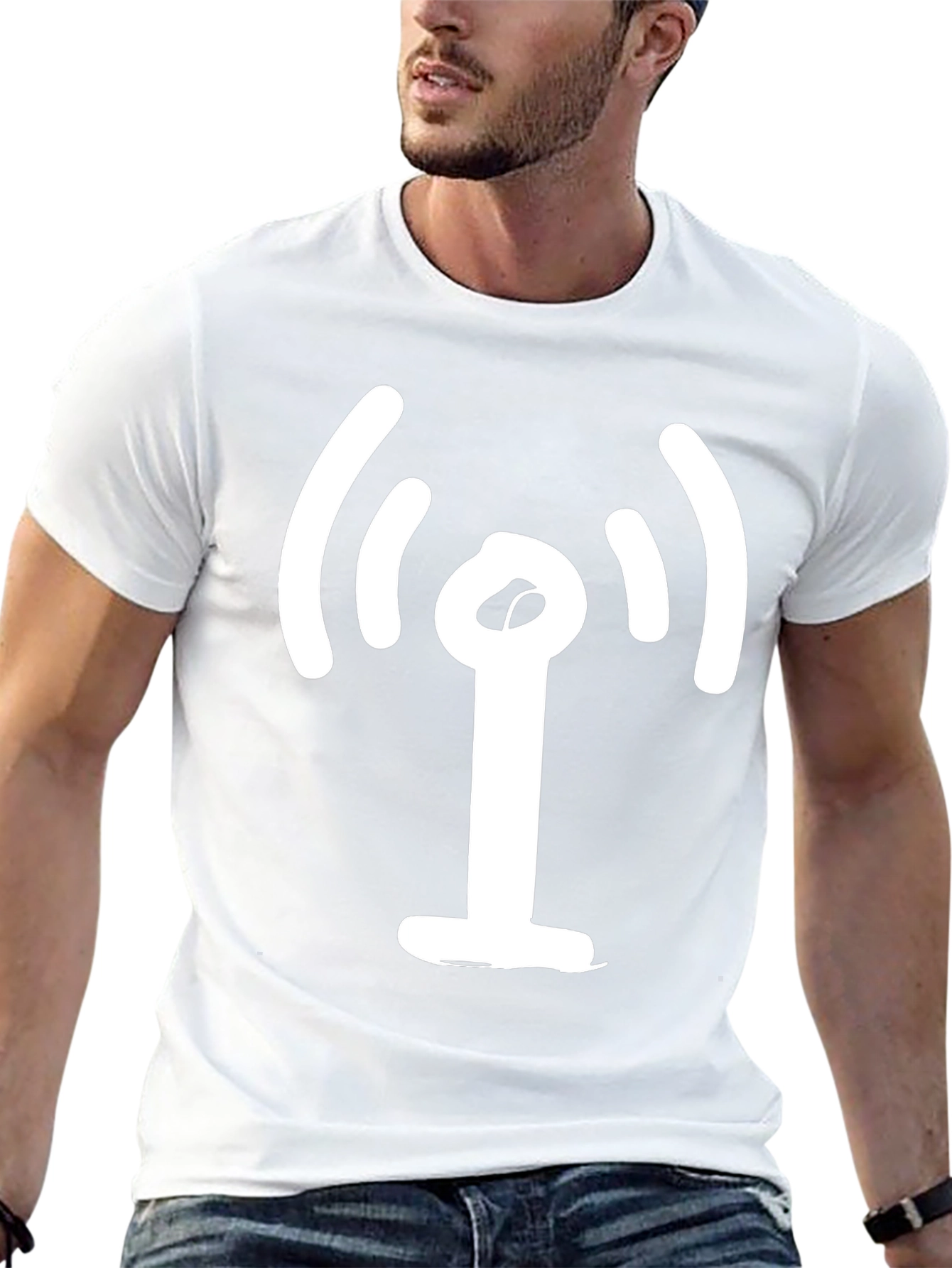Black T-Shirt with WiFi Icon