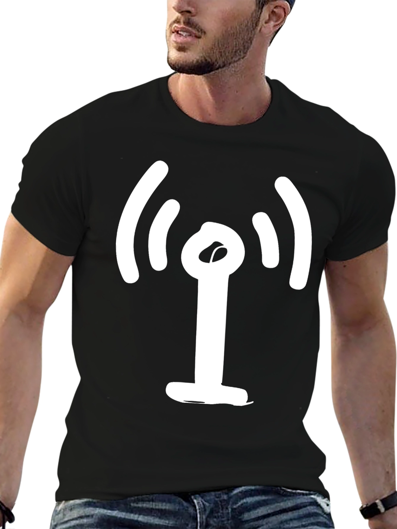 Black T-Shirt with WiFi Icon