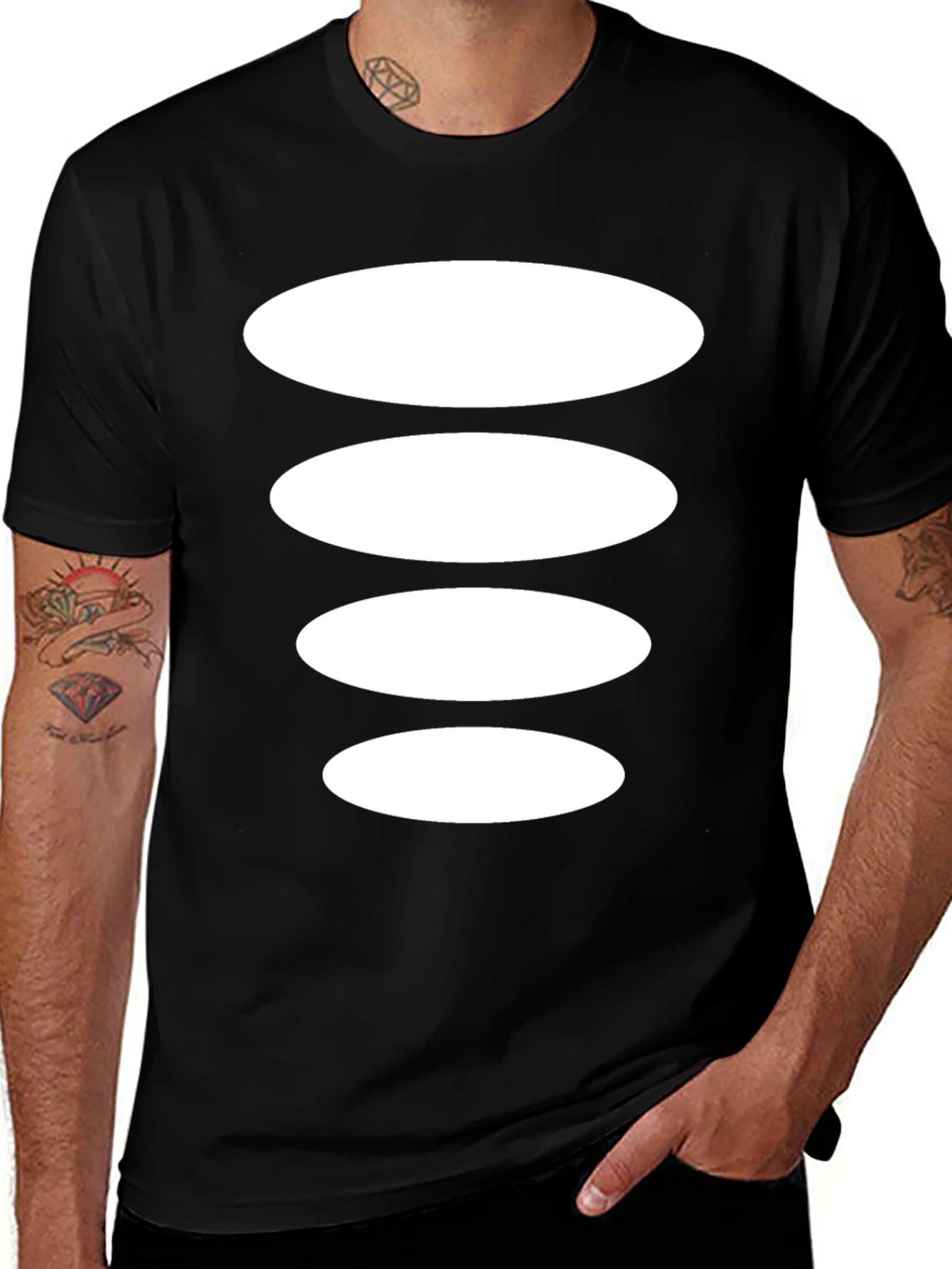 Abstract Ellipse Stack Black Tee
