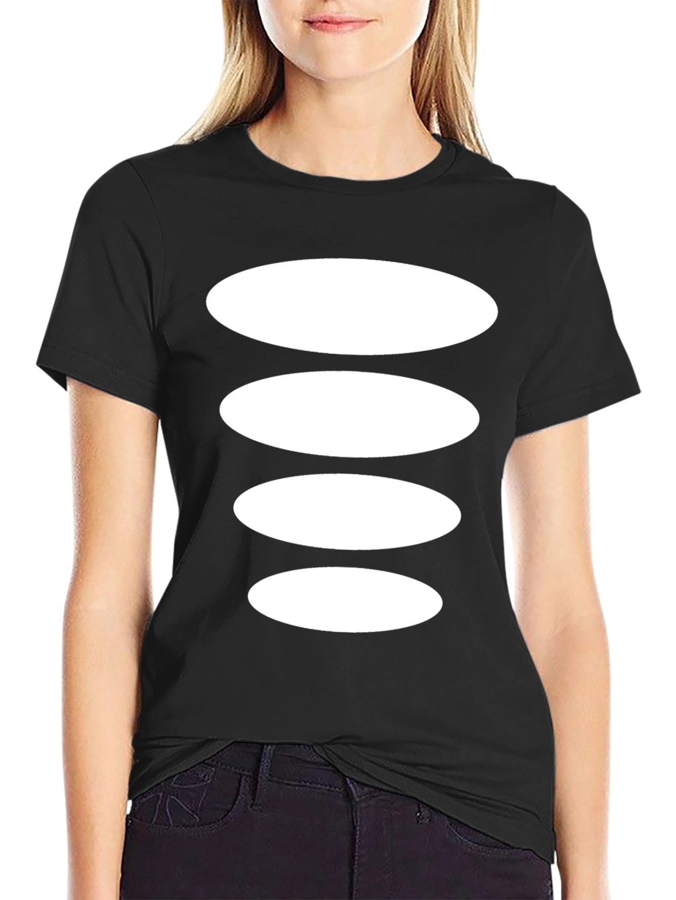 Abstract Ellipse Stack Black Tee