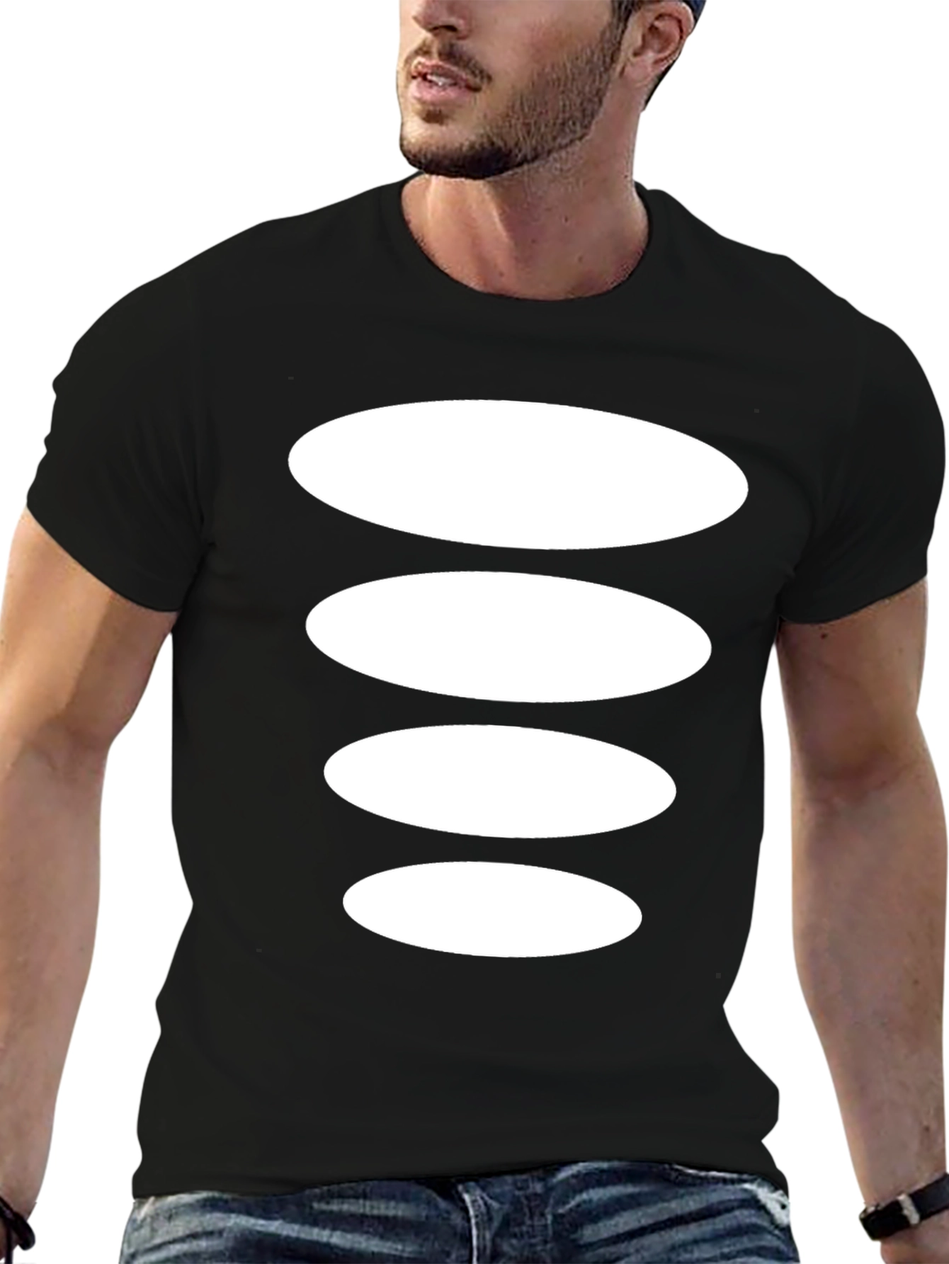 Abstract Ellipse Stack Black Tee