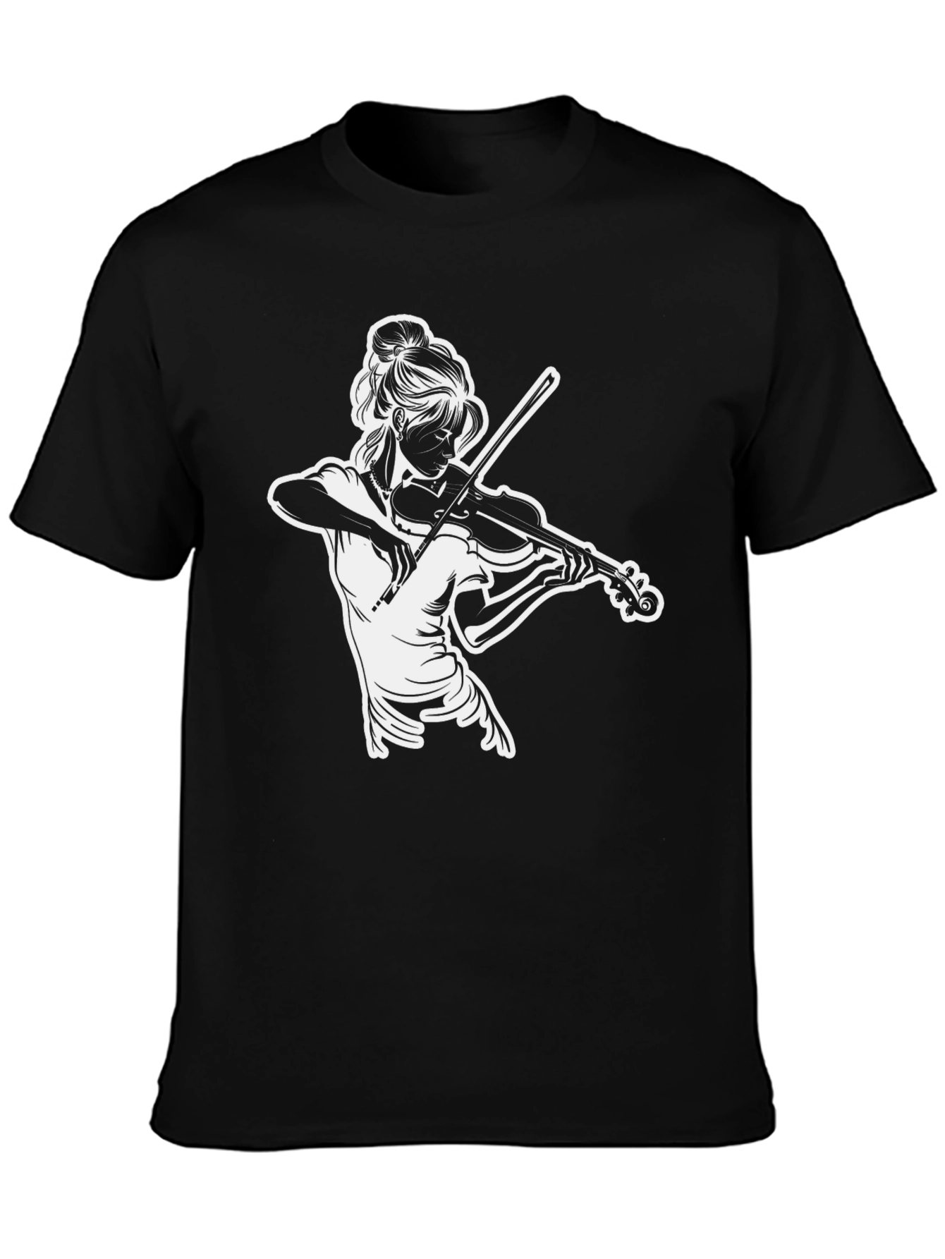 Violinist Graphic Tee - Black Cotton Casual Shirt