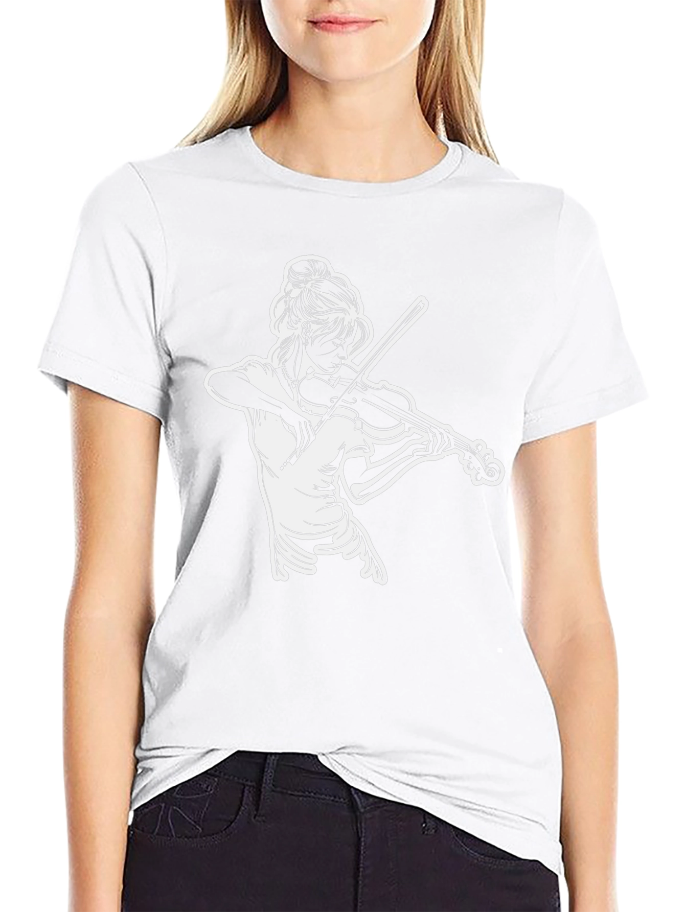Violinist Graphic Tee - Black Cotton Casual Shirt