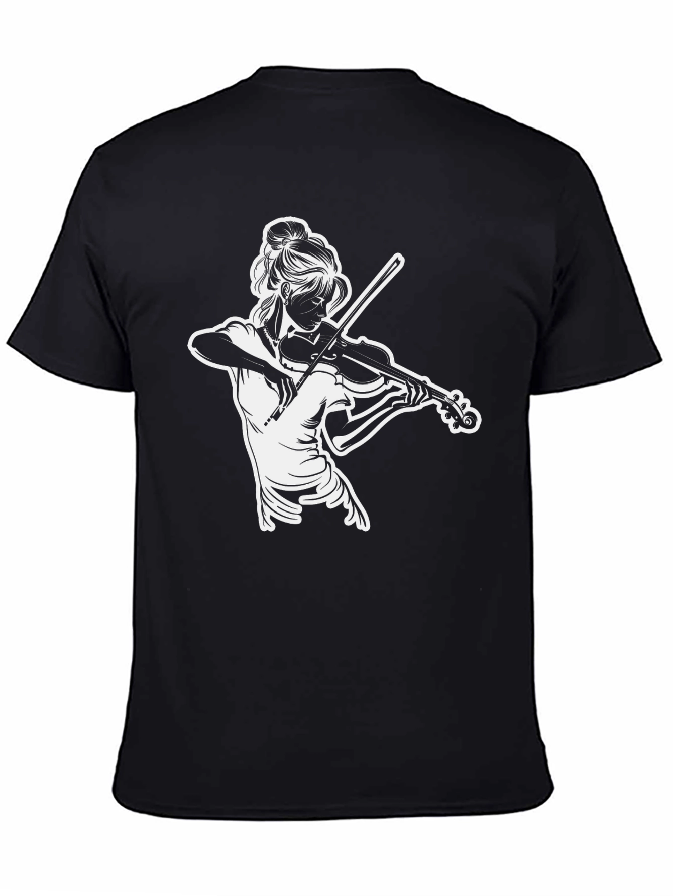 Violinist Graphic Tee - Black Cotton Casual Shirt