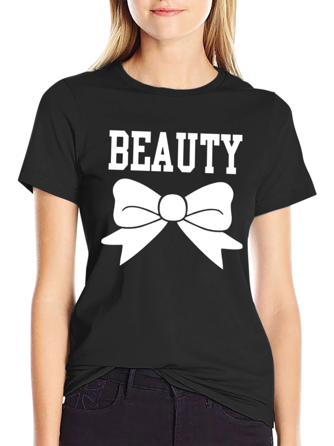 Beauty Bow Graphic T-Shirt - Black Cotton Tee