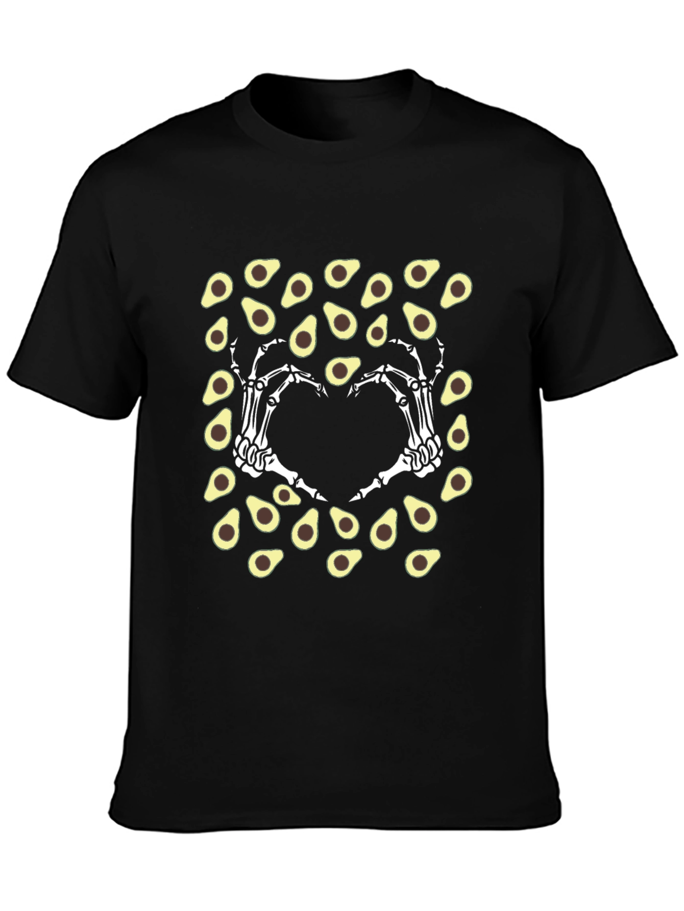 Avocado Skeleton Hand Heart T-Shirt