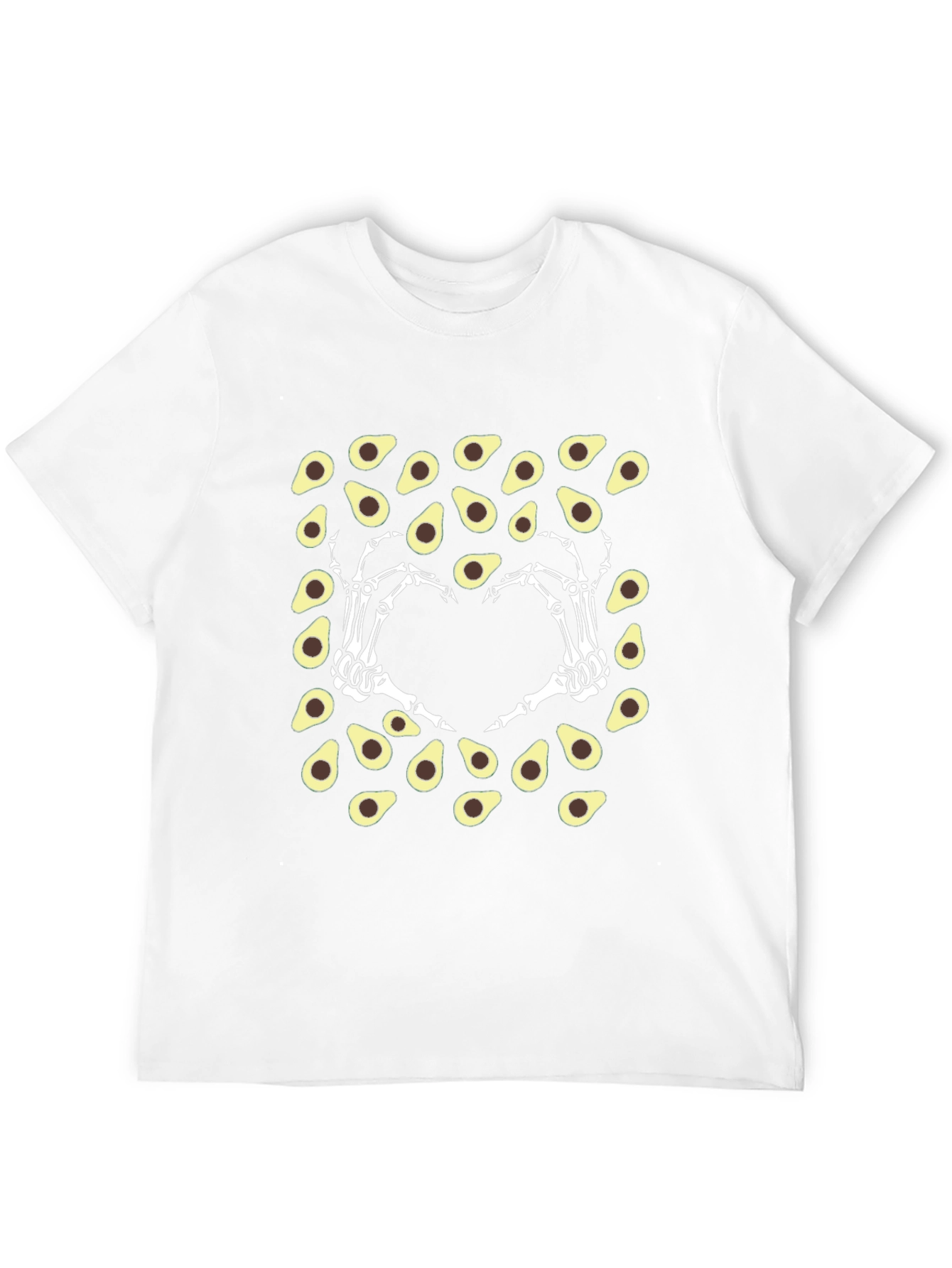 Avocado Skeleton Hand Heart T-Shirt
