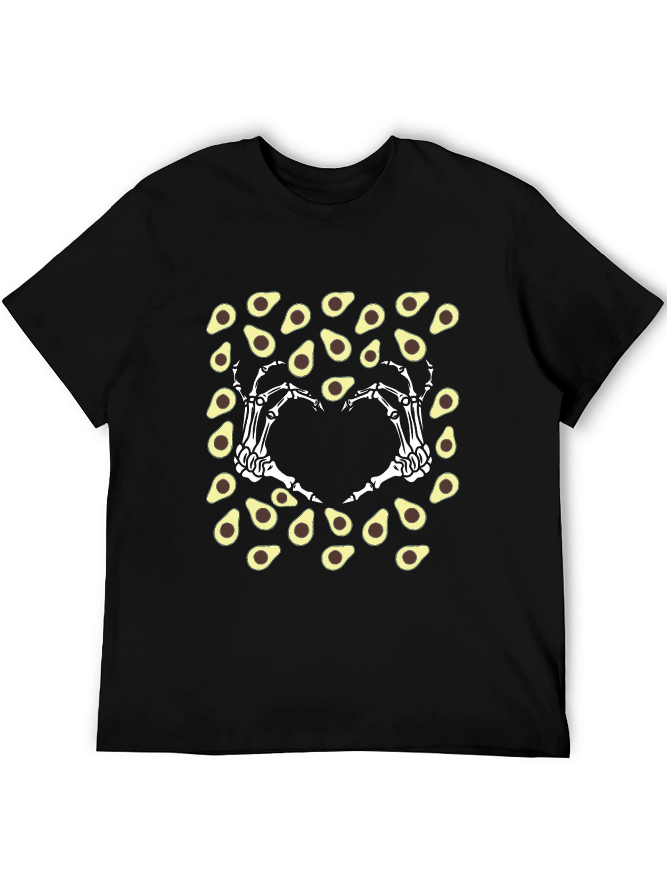 Avocado Skeleton Hand Heart T-Shirt