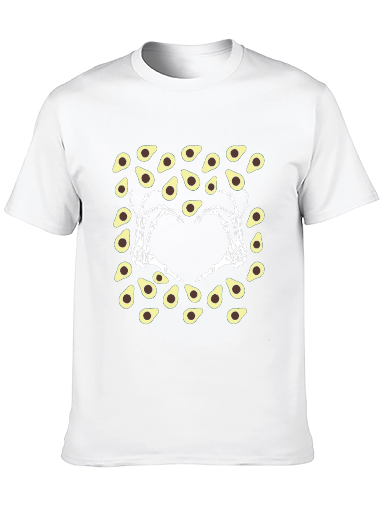 Avocado Skeleton Hand Heart T-Shirt