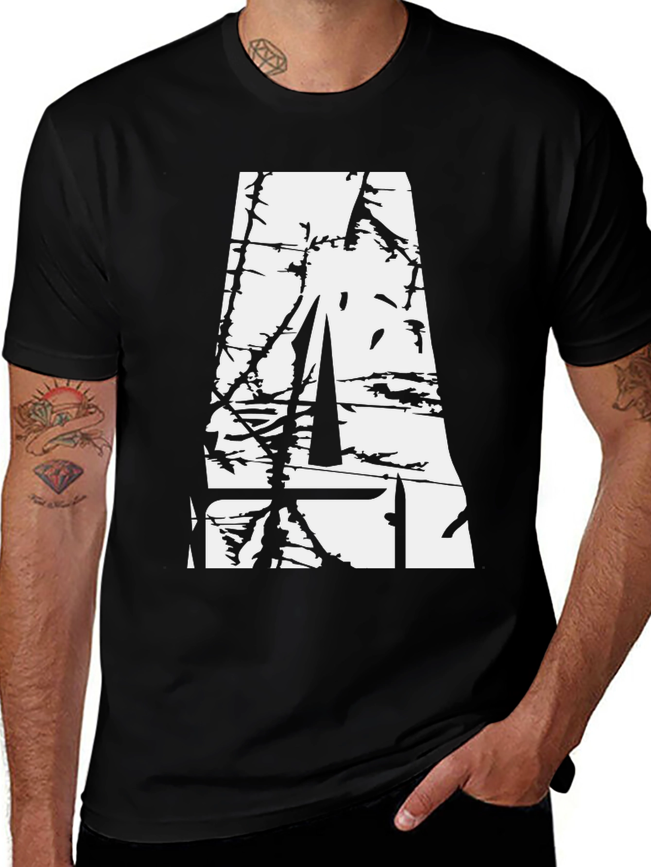 Abstract Graphic Black T-Shirt