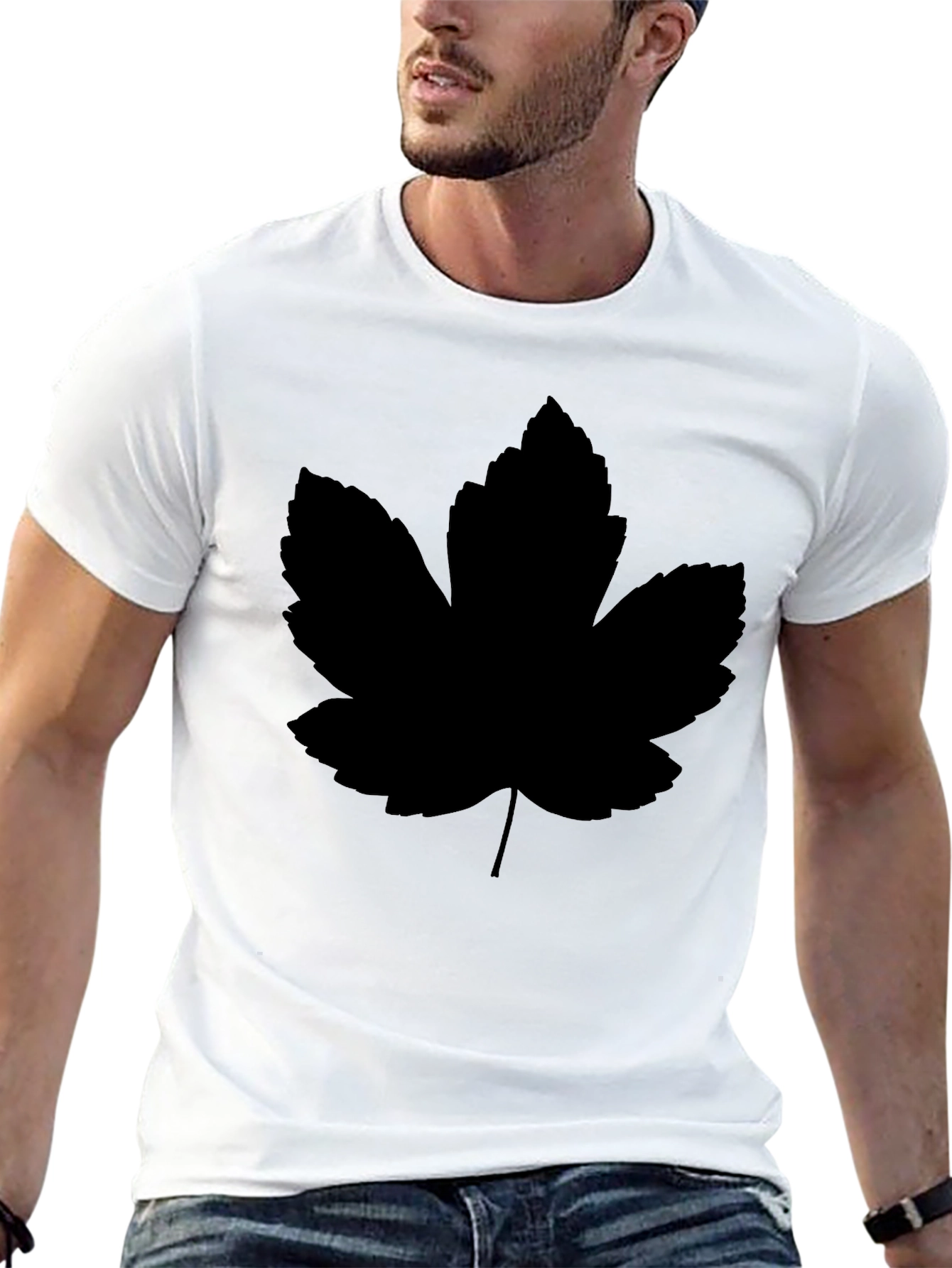 Black Leaf Graphic Tee - Modern Casual Style