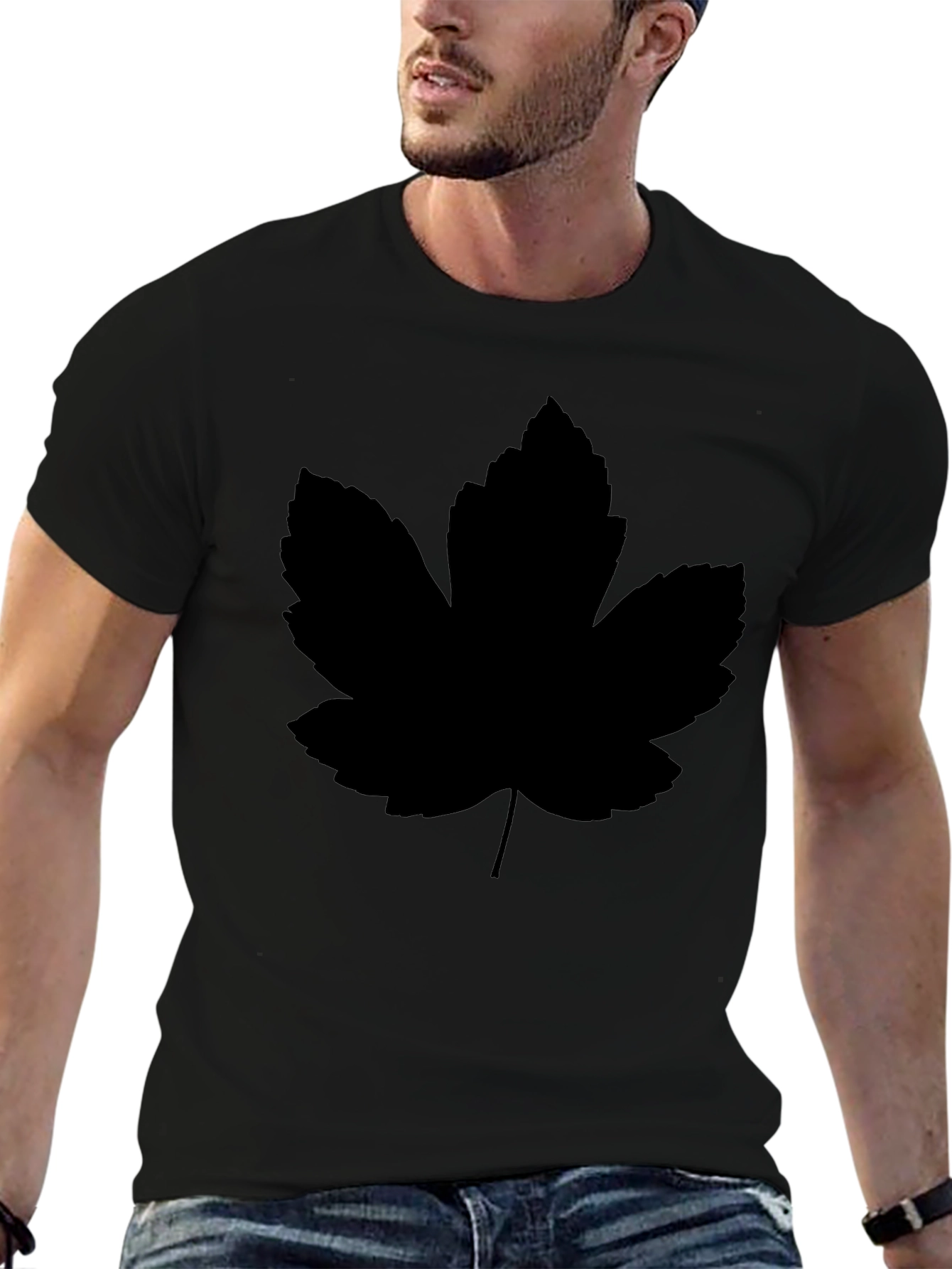 Black Leaf Graphic Tee - Modern Casual Style