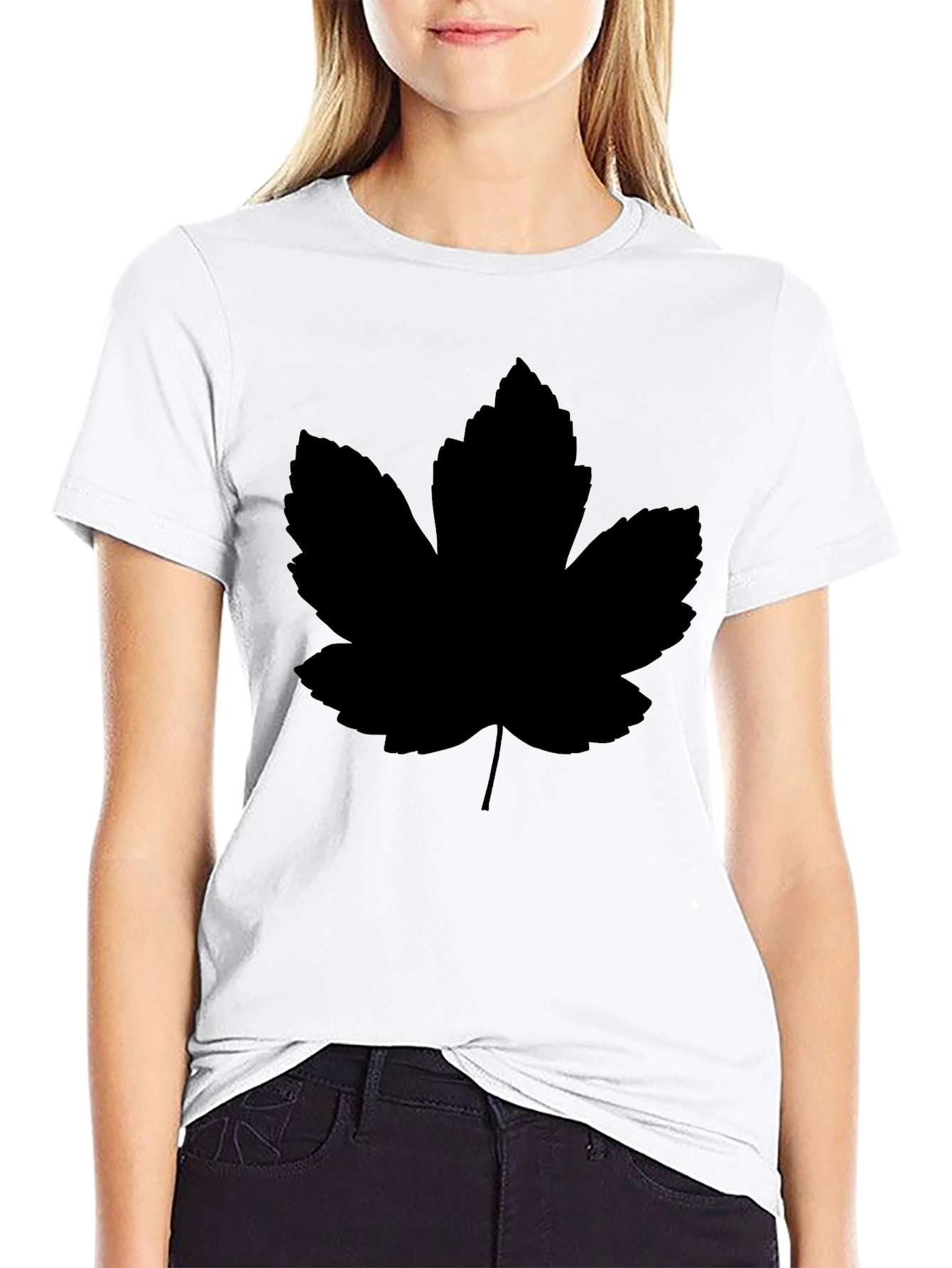 Black Leaf Graphic Tee - Modern Casual Style