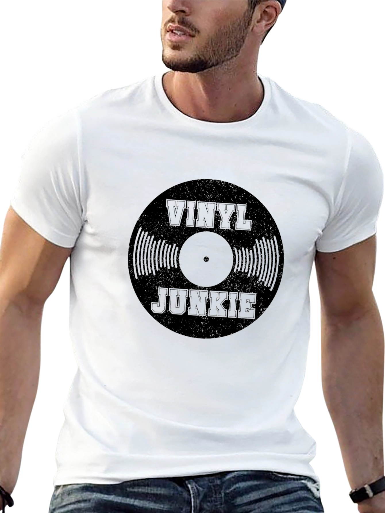 Vinyl Junkie Black Graphic T-Shirt